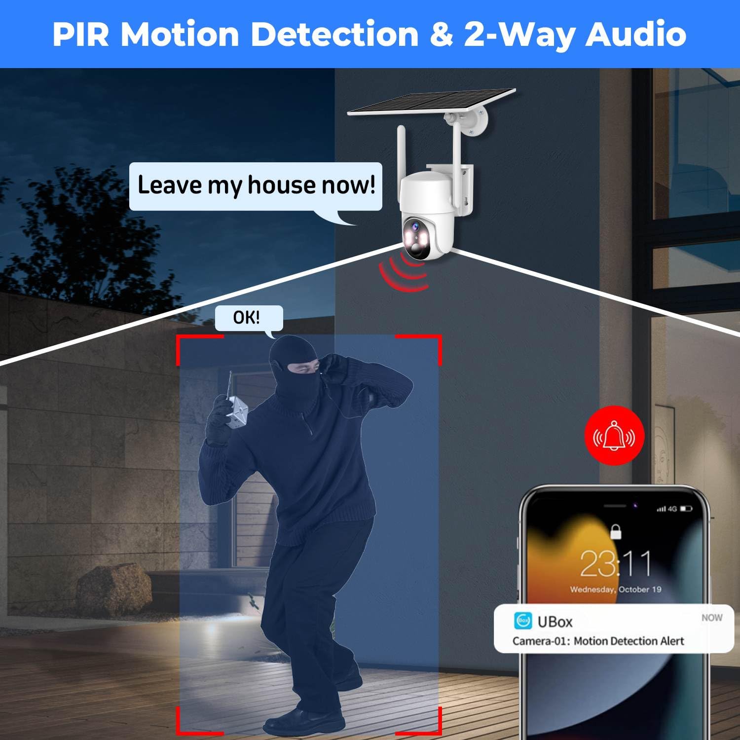 Solar Security Cameras Wireless Outdoor, 2K Hd Wifi Cameras For Home Security, 360 Surveillance Camera With Solar Panel Battery, Color Night Vision, 2 Way Talk, Pir Motion Detection, Cloud Storage