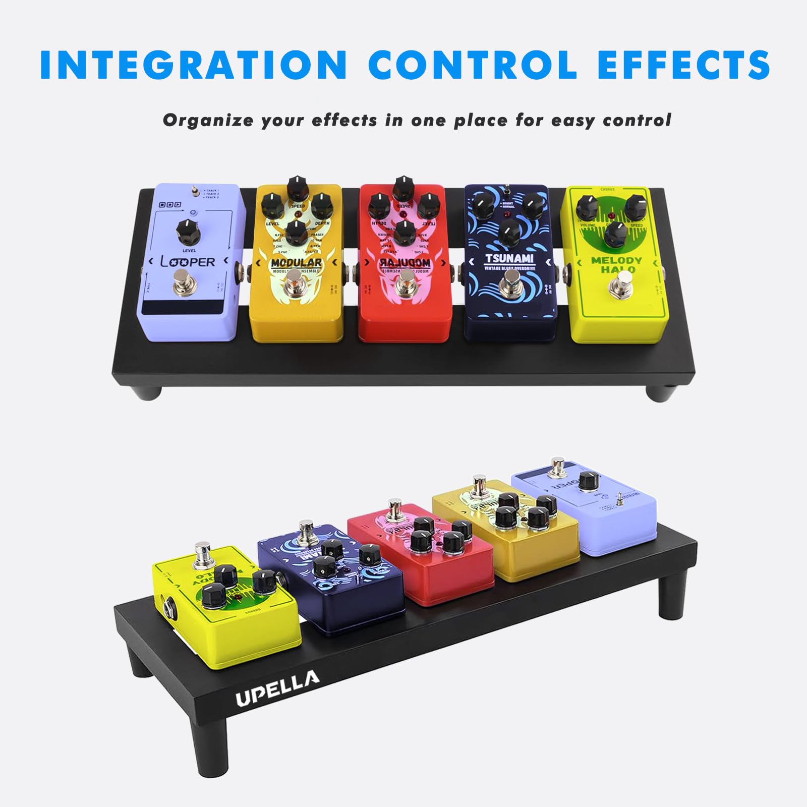 Upella Guitar Pedal Board With Carry Bag Hook Loop, Aluminum Alloy Lightweight Effect Pedalboard 15 X 5.7 Black