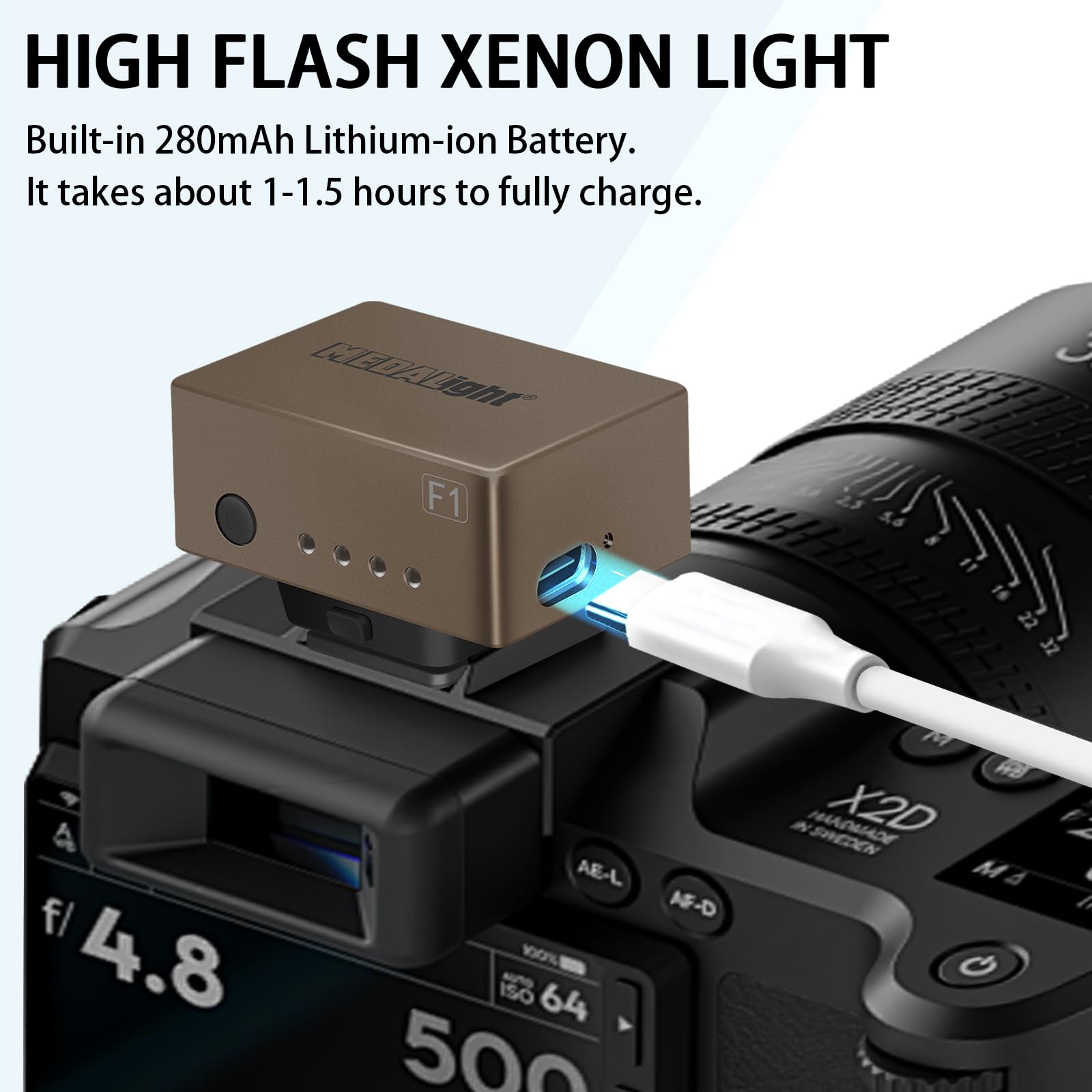 Medalight F1 Mini Camera Flash Camera Flash Speedlite For Ricoh (Gr3/Gr3X,Etc.) Fuji/Sony/Nikon/Canon,Digital Film Cameras,Porta