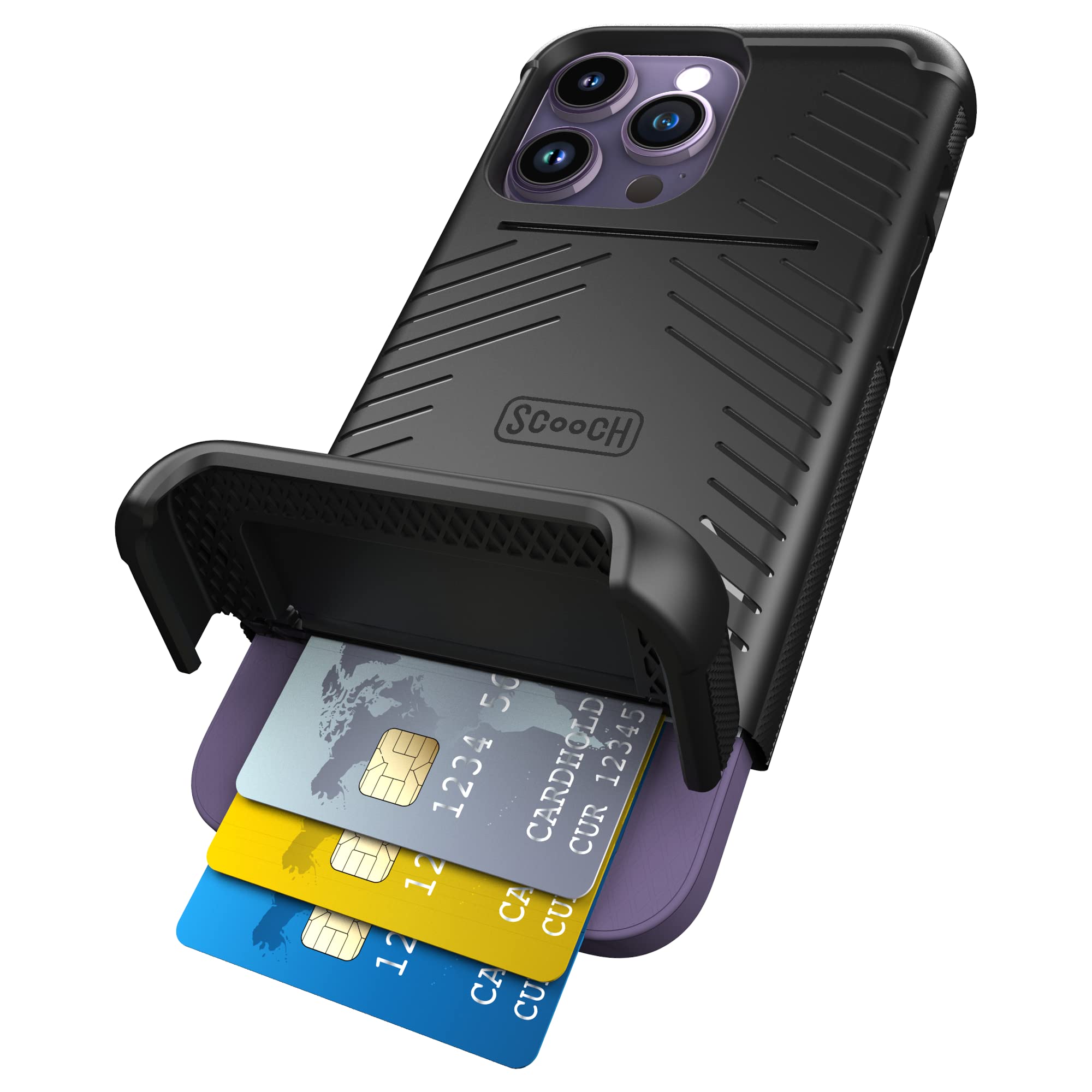 Scooch Compatible with iPhone 14 Pro Max Case with Card Holder, Wingmate Wallet Case with Hidden Card Slot and RFID Protection f
