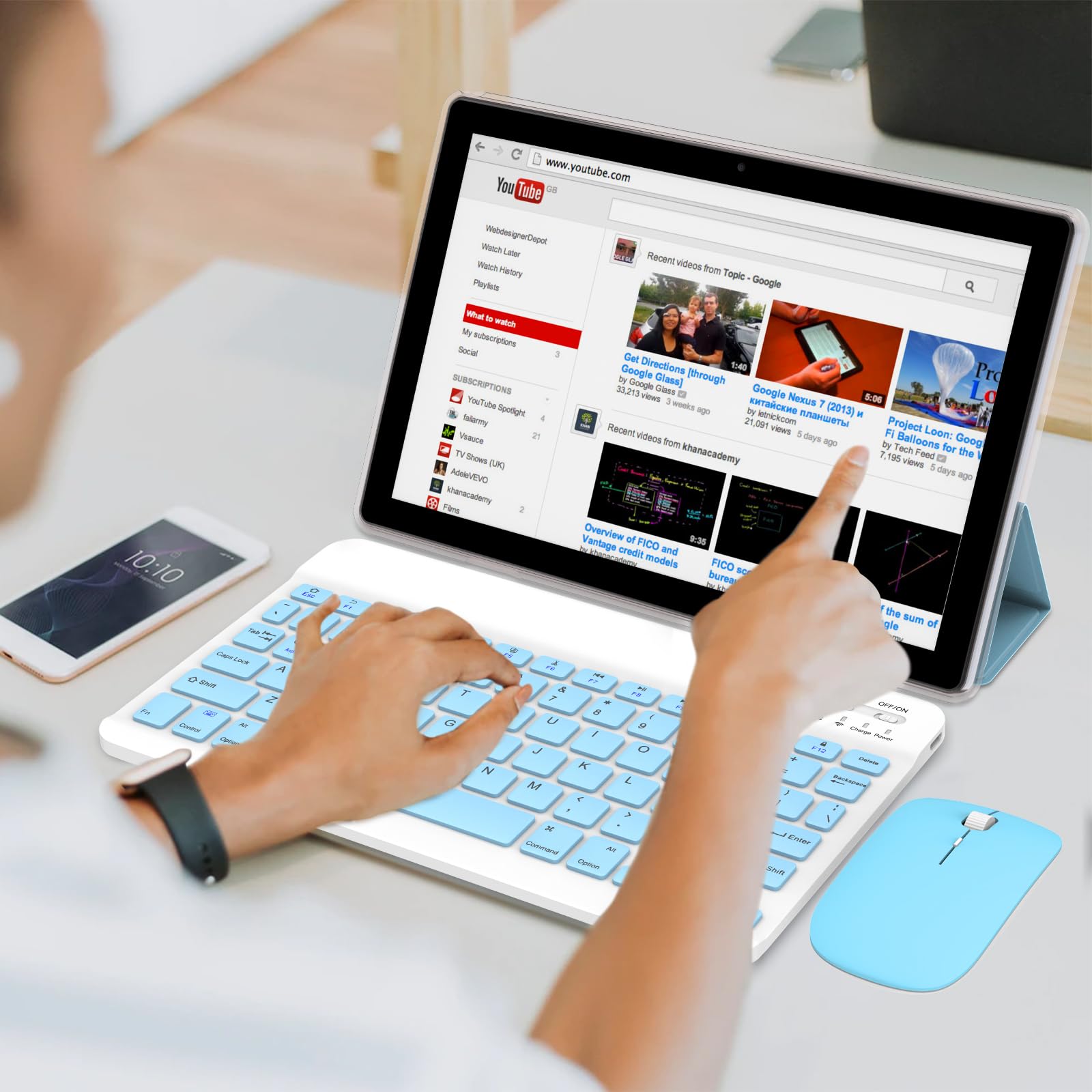 Zzb Tablet With Keyboard 10 Inch Tablets Android 13 Tableta 2 In 1 Tablet 8Gb+128Gb/1Tb Expansion Game Tab Included Case Wireles