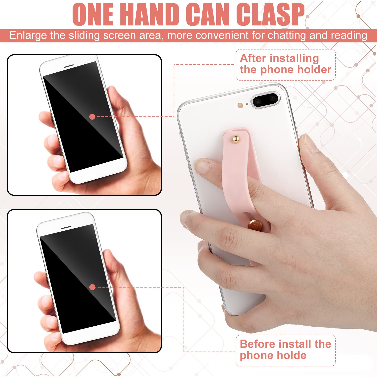 Weewooday 6 Pieces Phone Grip Holder Cell Phone Grip Strap Telescopic Phone Finger Strap Stand Universal Finger Kickstand For Mo