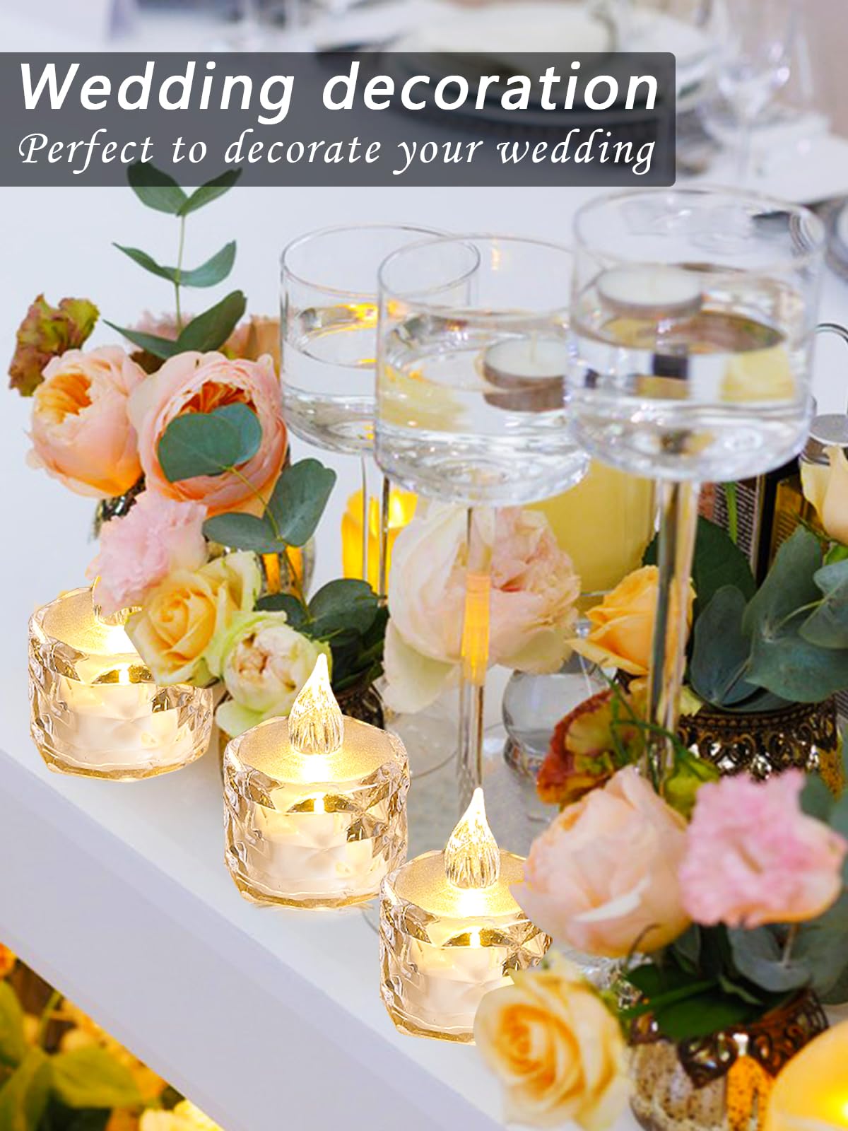 Aymxzt 12 Pack Flameless Battery Operated Candle, Tea Lights Battery Operated Led Small Round Candles For Wedding, Dining Table,