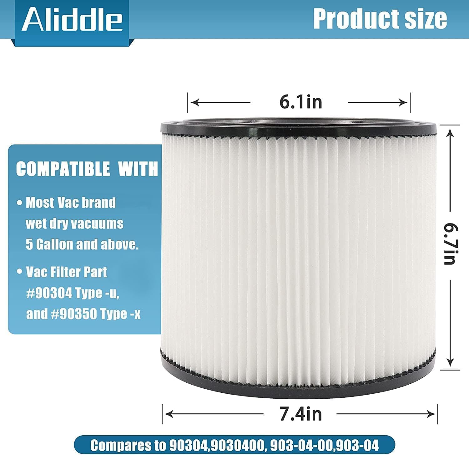 Filter Replacement 90304, 90107 Dry Filter, 90585 Foam Sleeve For Shopvac 90304, 90350, 90333,903 04 00, 9030400,5 Gallon Up Wet