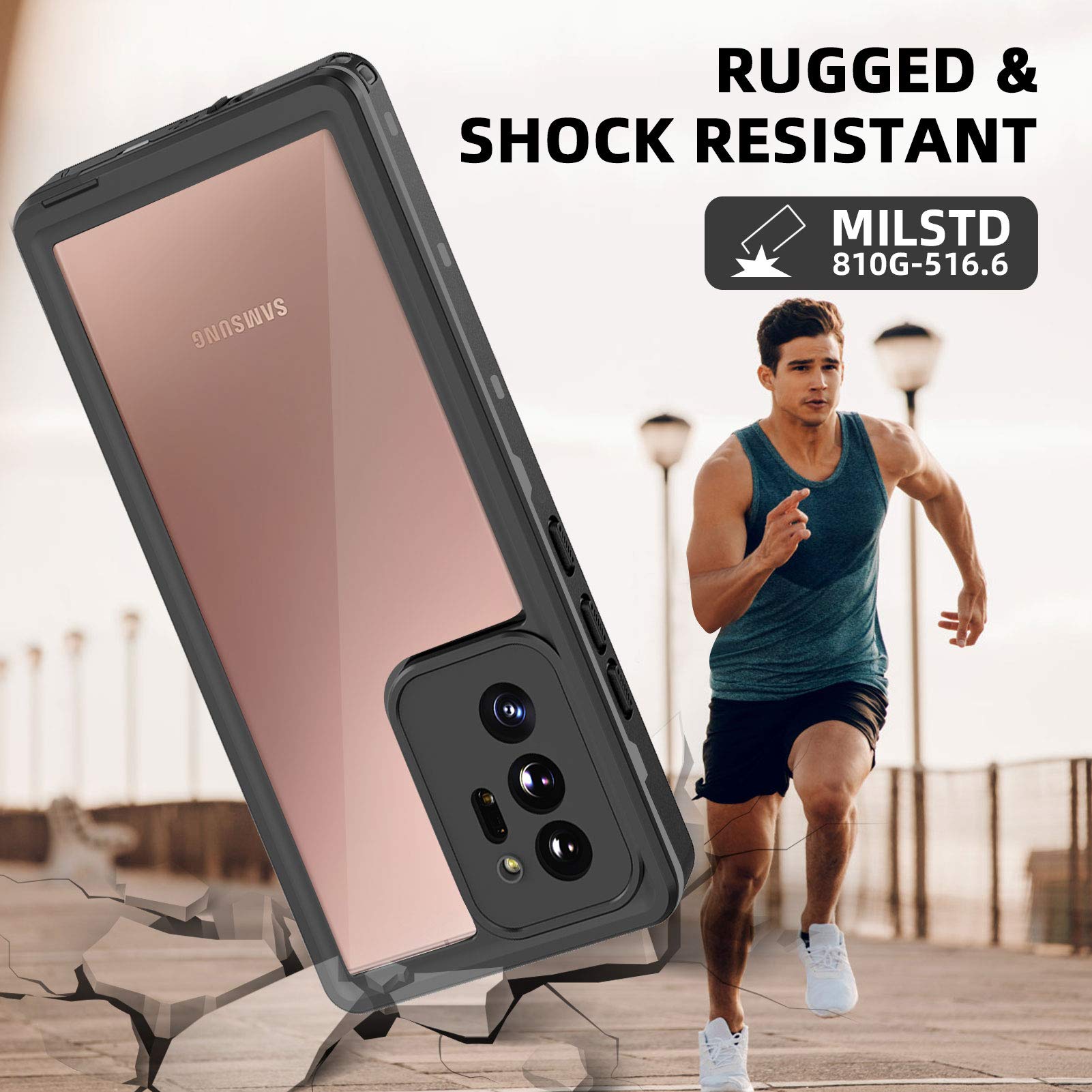 Wifort For Samsung Galaxy Note 20 Ultra Waterproof Case Built-In Screen Protector Water Resistant Cover Protective Drop Protecti