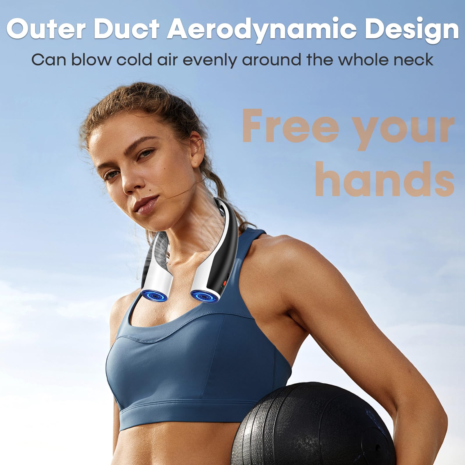 Rohent Neck Fan Portable For Outdoor: Powerful High Speed Cooling Neck Fan Rechargeable   Long Lasting Battery Wearable Neck Fan