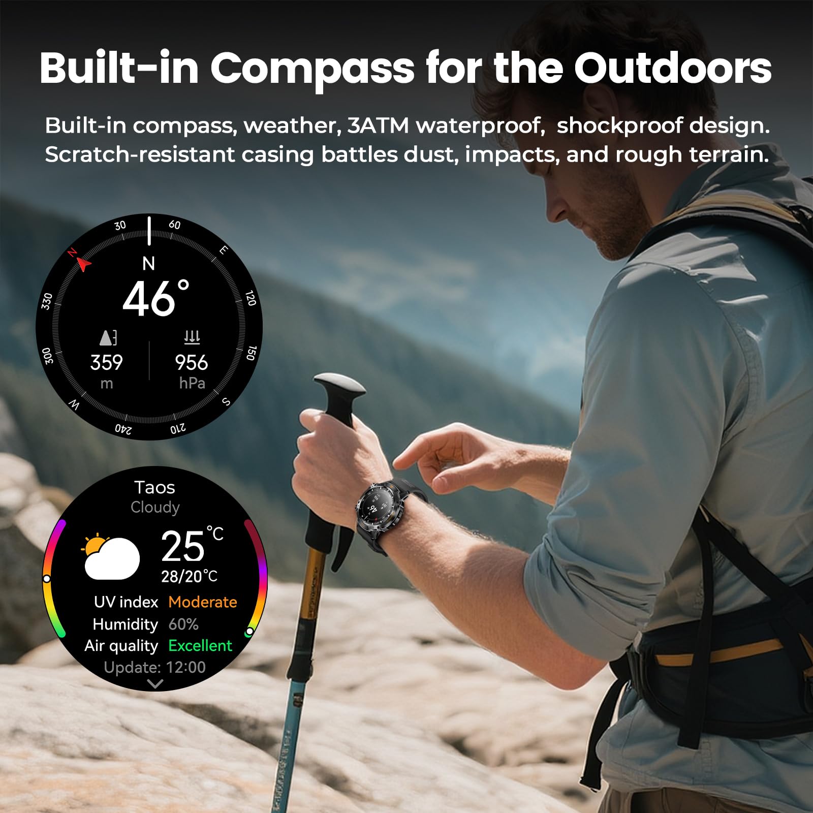 Walkerfit Military Rugged Smart Watch For Men 1.43 '' Amoled Smartwatch, Always-On, 3Atm Waterproof For Swim, Accurate Hr Sleep