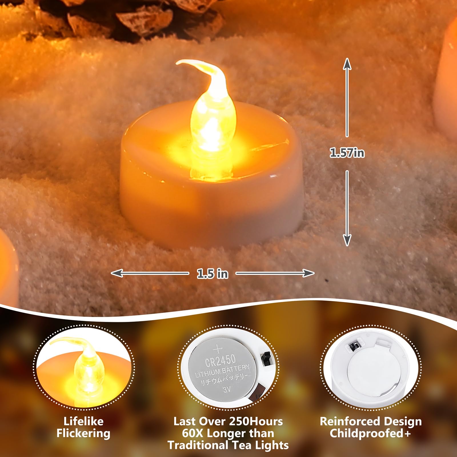 Topstone Led Candles With Remote And Timer,Warm Yellow Flameless Candles,Big Capacity Battery Operated Tea Light,Best For Weddin