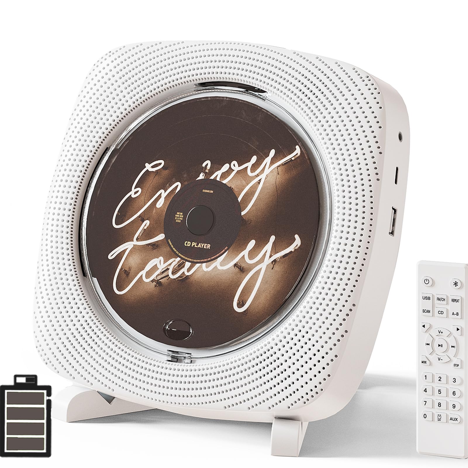 Portable Cd Player With Speakers Rechargeable, Boombox Cd Player For Home And Car, Fm Radio, Usb And Aux Ports, Remote Control,