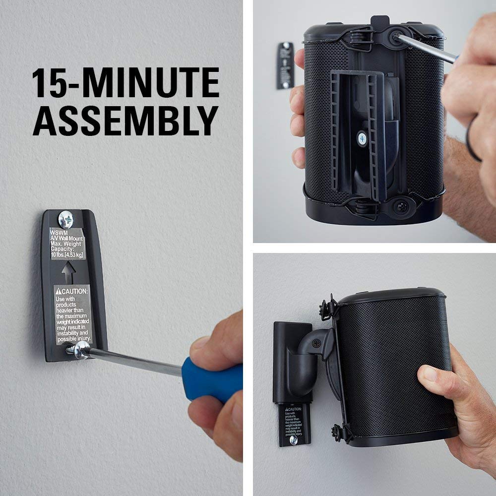 Sanus Adjustable Sonos Wall Mount For Sonos One, Play:1, & Play:3   Tool Free Tilt & Swivel Adjustments For Best Audio   Pair (B