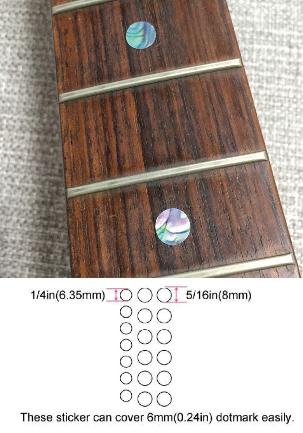 Inlay Sticker Fret Markers For Guitars & Bass   Custom Dots   Abalone Mix
