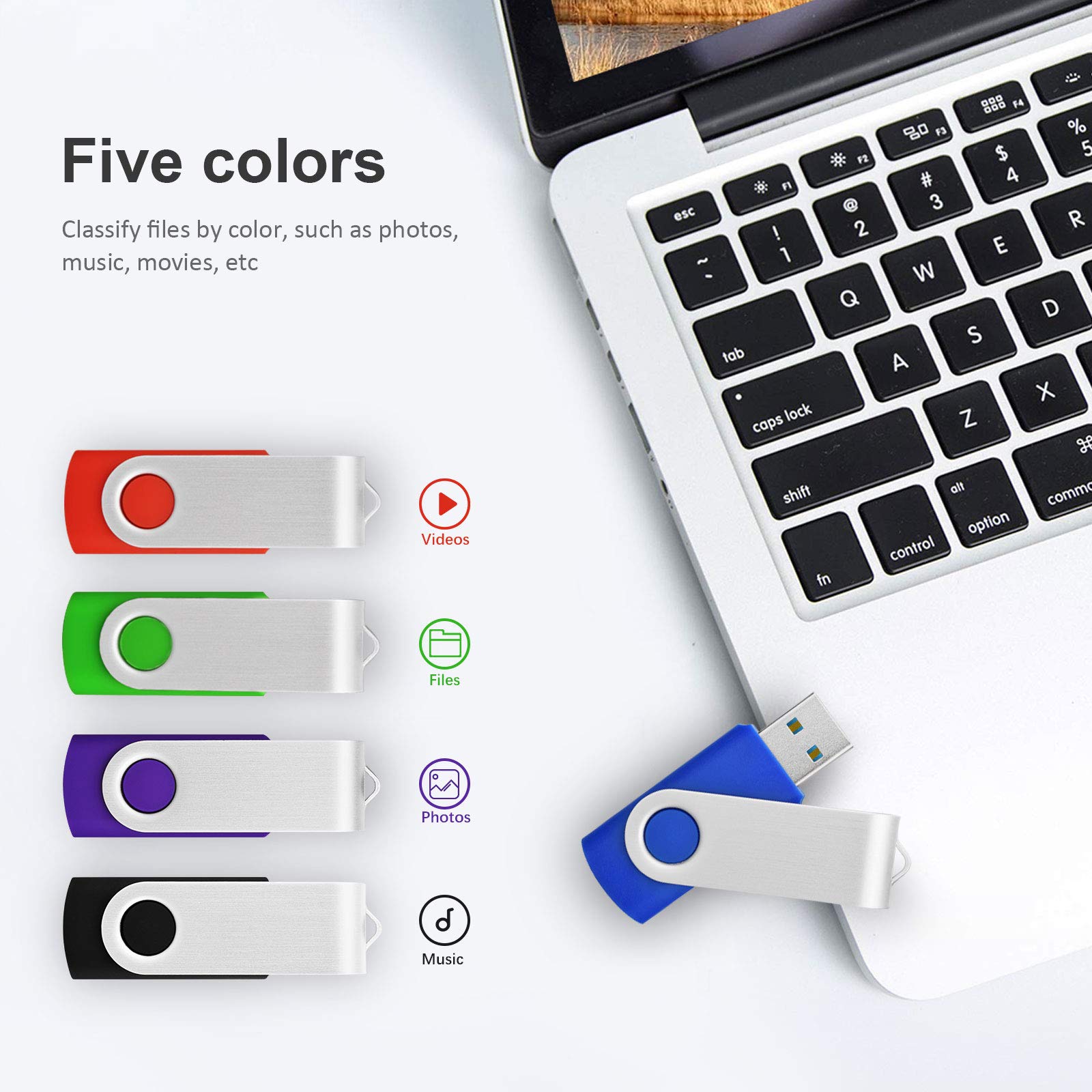 Kootion 5 Pack 32Gb Usb 3.0 Flash Drives Swivel Flash Drive 3.0 Thumb Drives Usb Drive 3.0 High Speed Pen Drives 32G Memory Stic