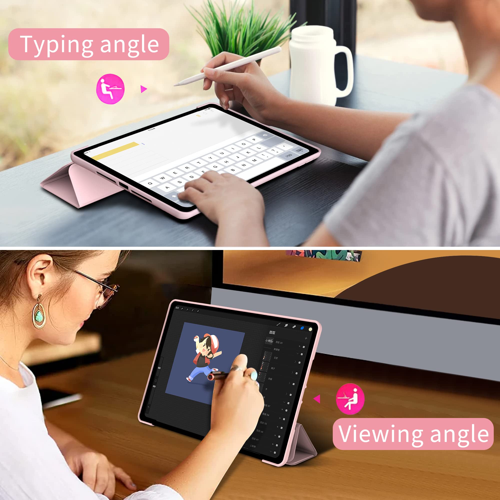 Protutab Case Compatible With Ipad 9Th Generation, Auto Wake&Sleep Slim Trifold Stand Case Compatible With Ipad 9Th Generation &