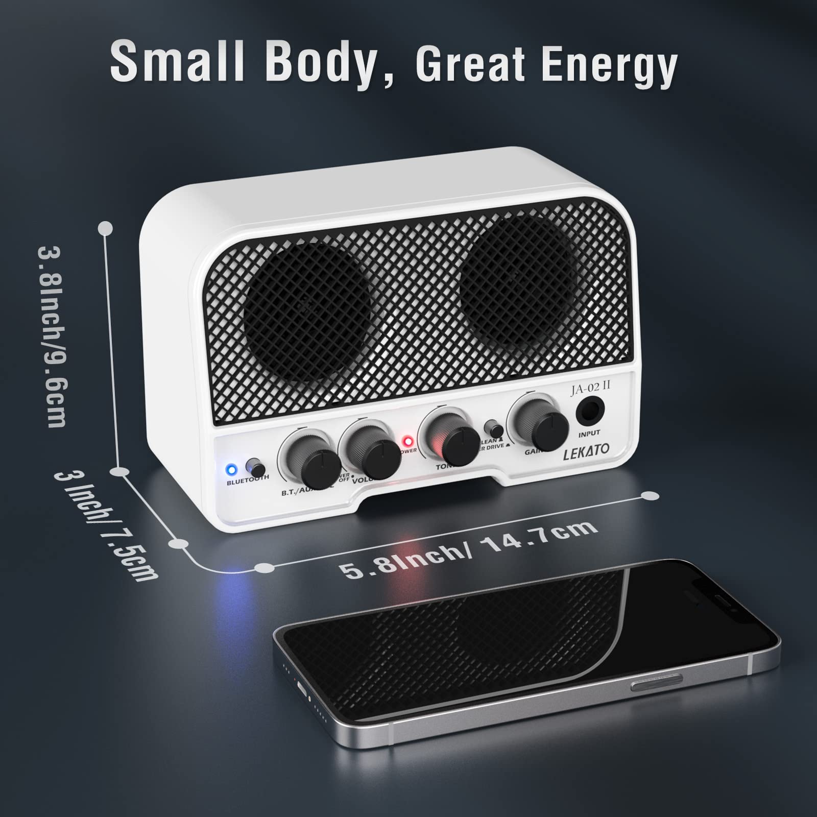 Lekato Mini Guitar Amp, 5W Rechargeable Electric Amplifier For Guitar, Clean&Overdrive Effects Bluetooth Amp Portable For Daily