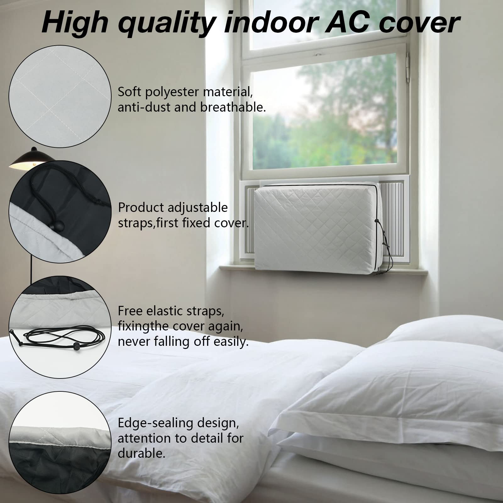 Indoor Air Conditioner Cover,Small Ac Unit Window Cover For Inside Double Insulation With Elastic Drawstring 17L X 13H X 3.5D In