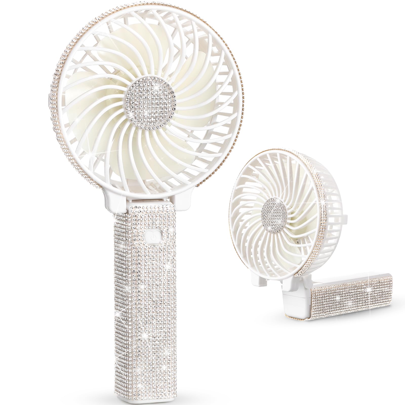 Mudder Crystal Bling Rhinestone Mini Handheld Fan Portable Usb Rechargeable Fan Battery Operated Small Folding Personal Fan For