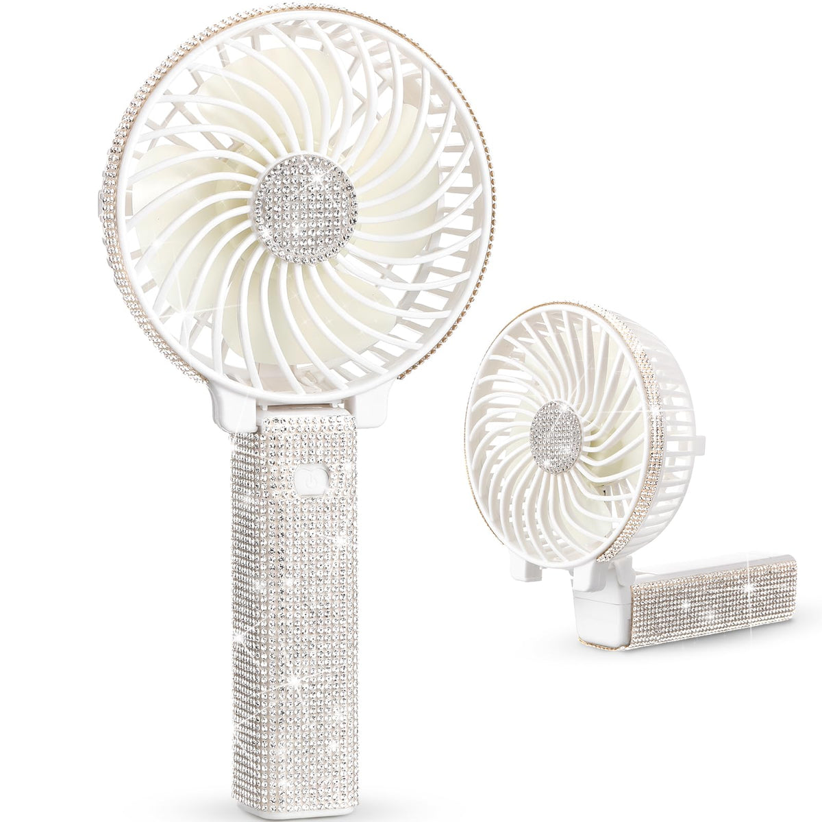 Mudder Crystal Bling Rhinestone Mini Handheld Fan Portable Usb Rechargeable Fan Battery Operated Small Folding Personal Fan For