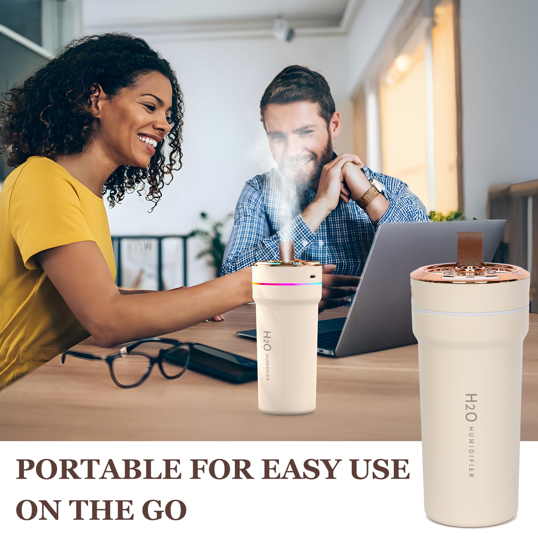 Car Diffuser Humidifier With Night Lights Portable 300Ml Usb Powered Cool Mist Auto Shut-Off Quiet Perfect For Car Home Office B