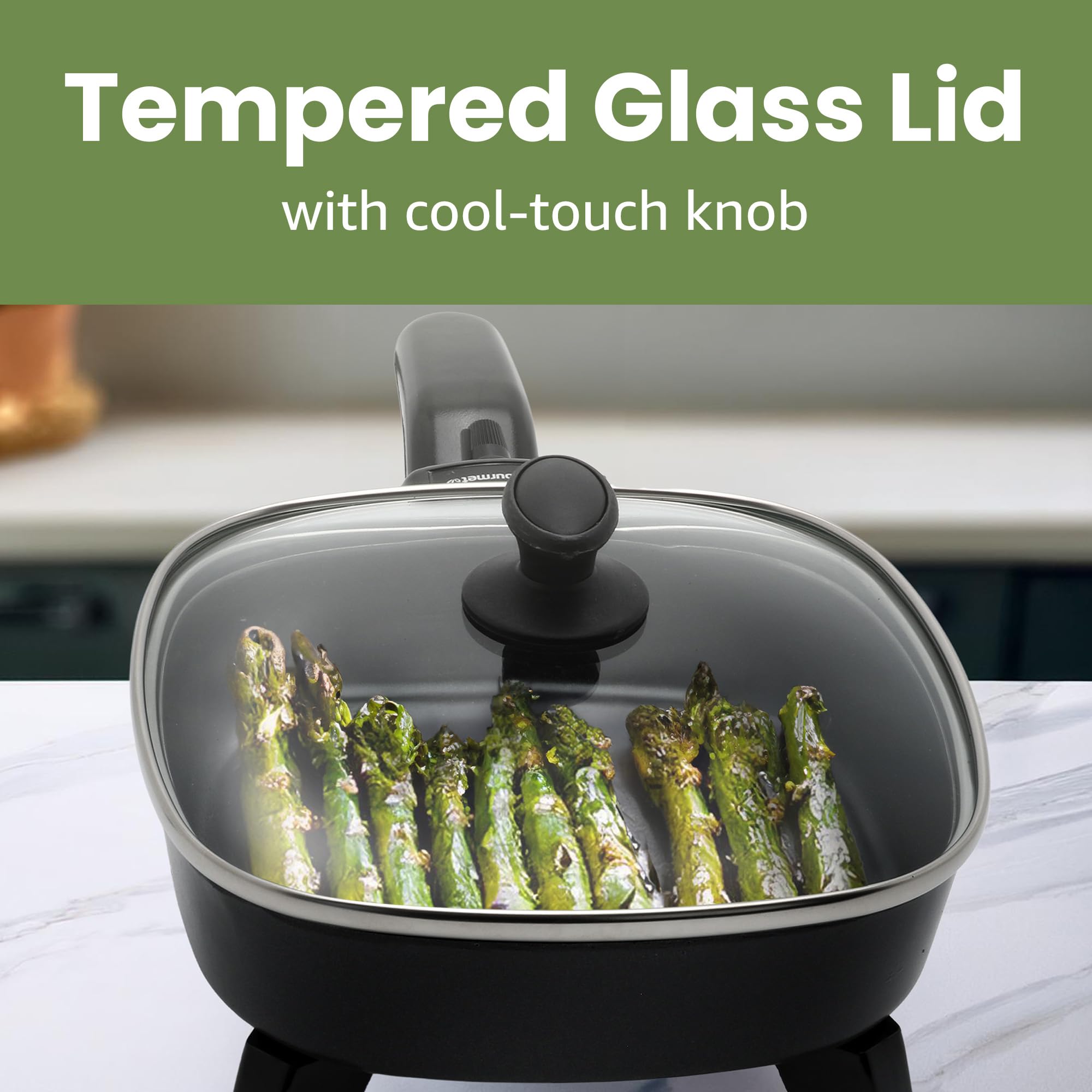 Elite Gourmet Efs 400 Personal Stir Fry Griddle Pan, Rapid Heat Up, 600 Watts Non Stick Electric Skillet With Tempered Glass Lid, Size 7' X 7'