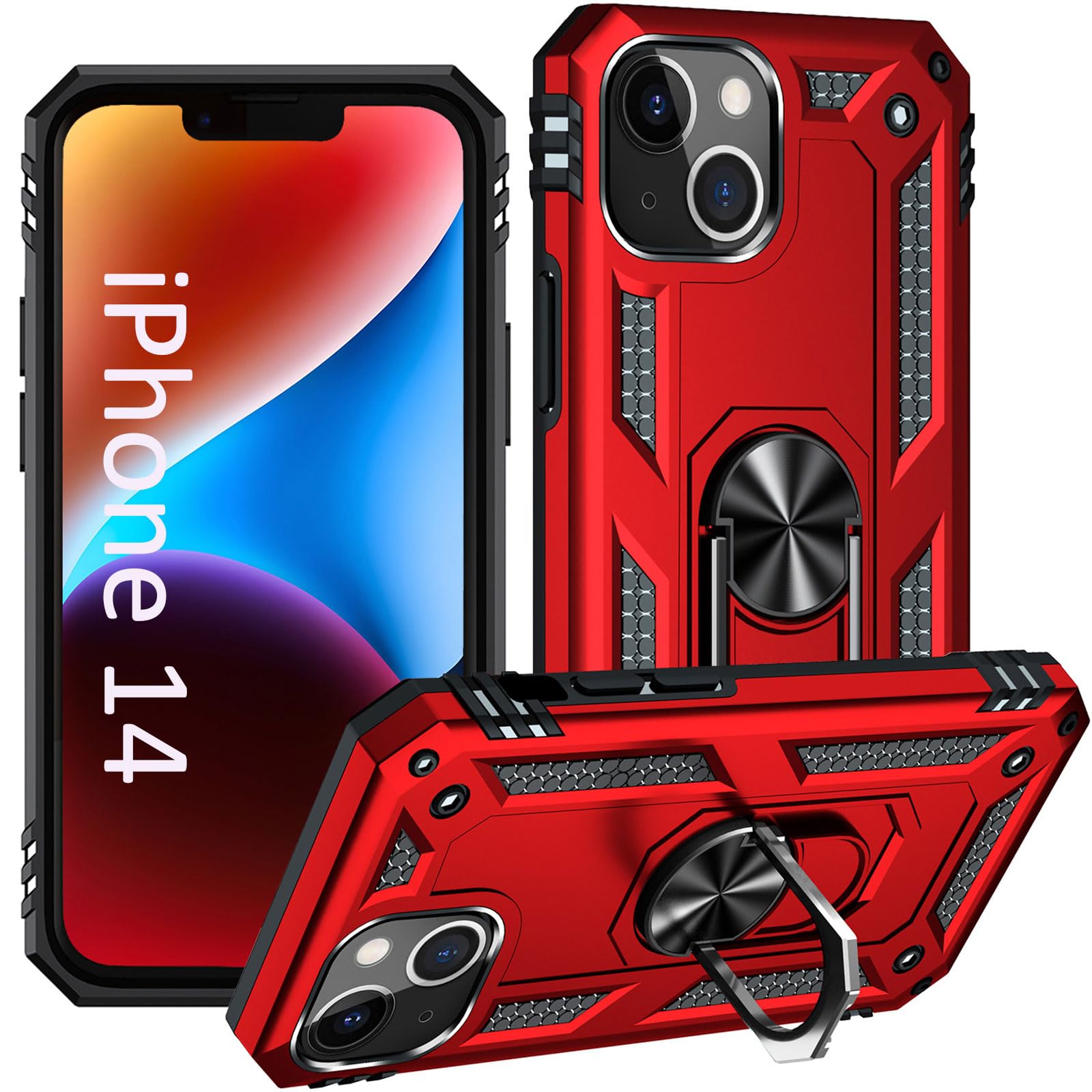 Addit Case For Iphone 14 Phone Case Iphone 14 Case, With Kickstand Ring, Support Magnet Car Mount, Military Grade, Heavy Duty, F