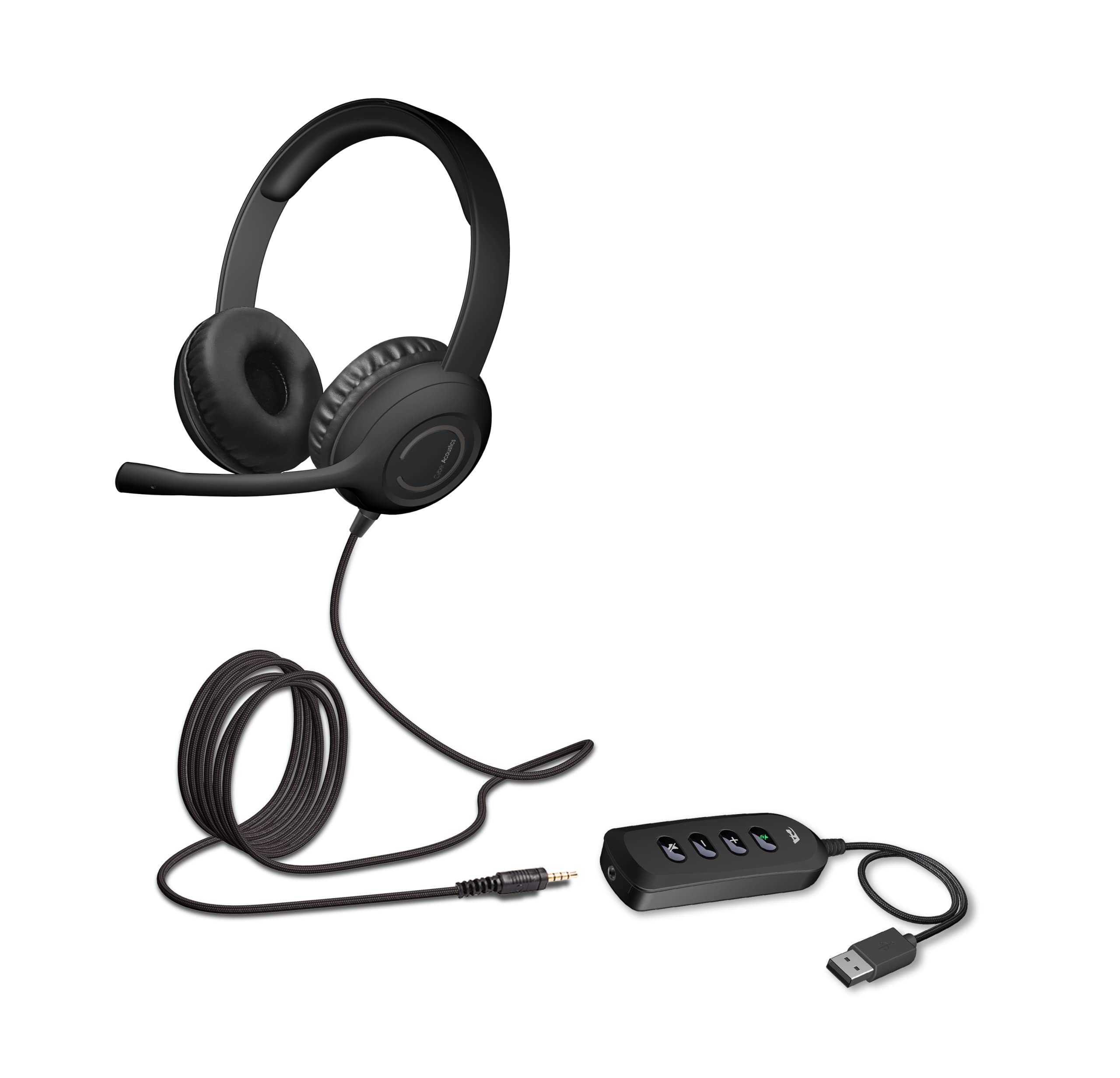 Cyber Acoustics Stereo Headset (Ac 5812) With Usb Or 3.5Mm Connection, Usb Control Module, Adjustable Mic Boom For Pc And Mac, C