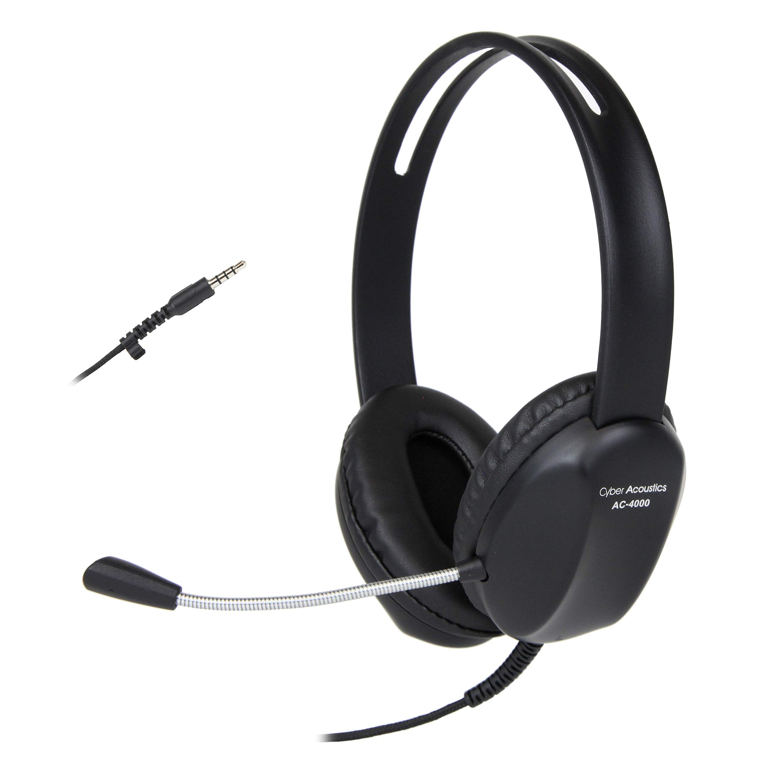 Cyber Acoustics Stereo Pc Headset (Ac 4000), 3.5Mm Connection, Noise Canceling Microphone For Pc, Mac And, Tablets, Perfect For