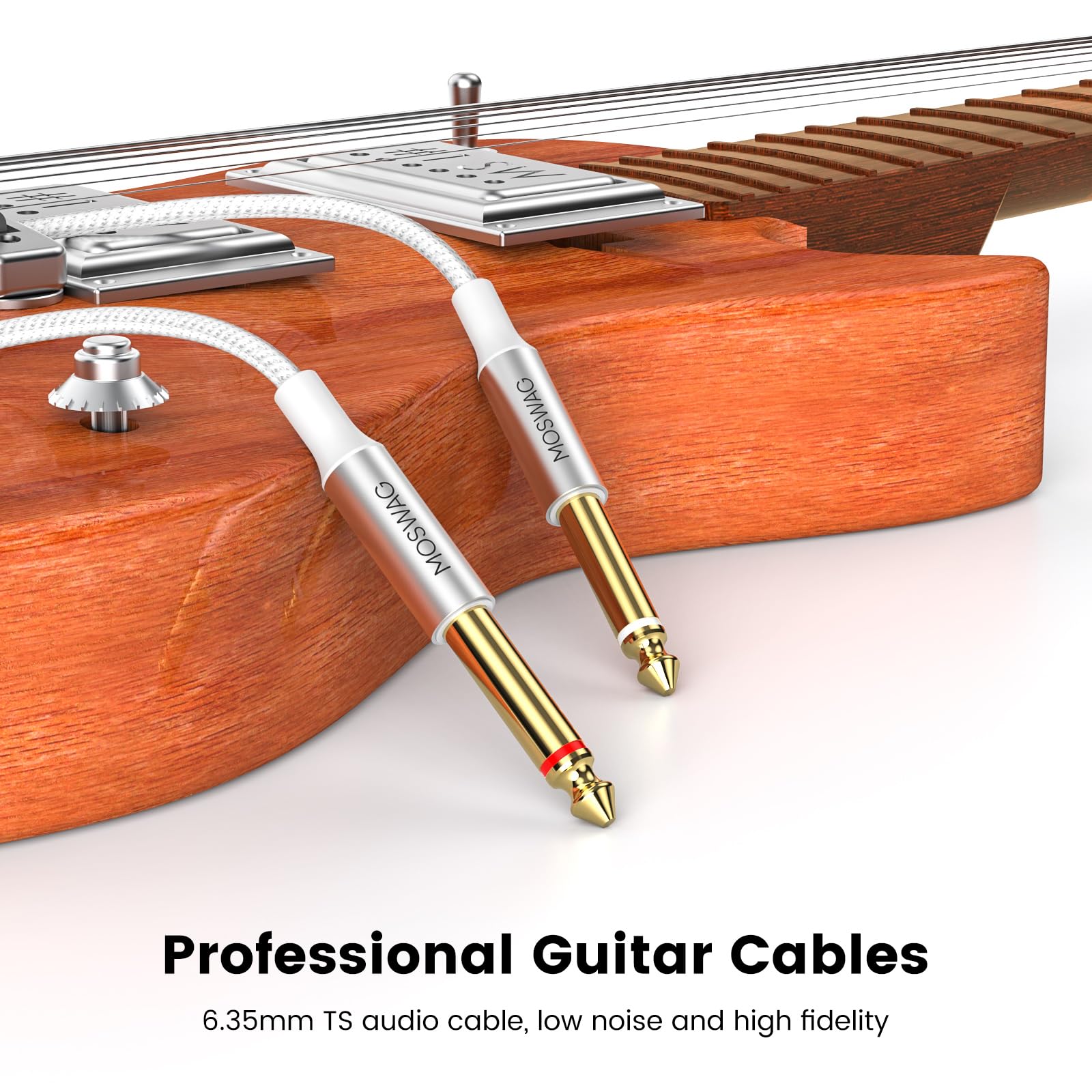 Moswag Professional Guitar Cable 6.6Ft/2M Stereo Audio Professional Guitar Cable Nylon Braided Instrument Cable For Electric Gui