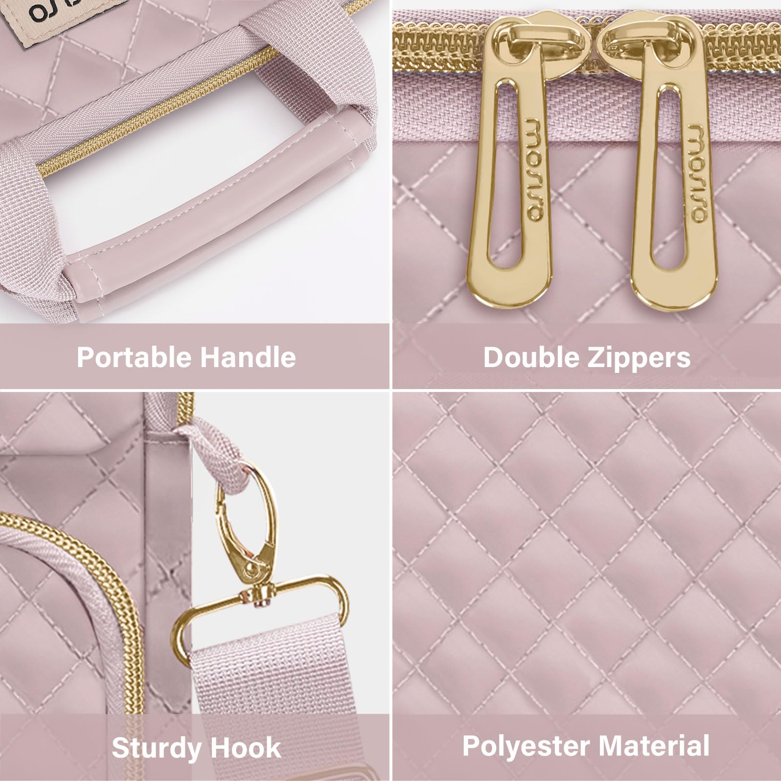 Mosiso 9 11 Inch Tablet Sleeve For 11 Inch Ipad Pro M4 & Ipad Air M2 2024, Ipad 10 & Air 5 10.9, Ipad 9/8/7Th 10.2, Tab S8/S9 11, Square Quilted Carrying Case With Front 2 Pockets, Pink