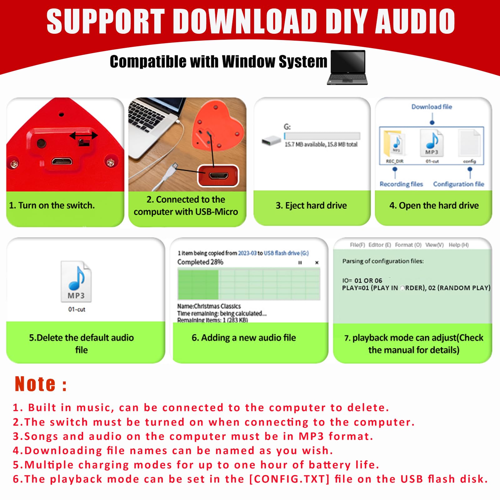 Xlw Voice Recorder, 16Min Usb Downloadable, Recordable Sound Chips Module For Stuffed Animals,Personal Voice Message For Mother'