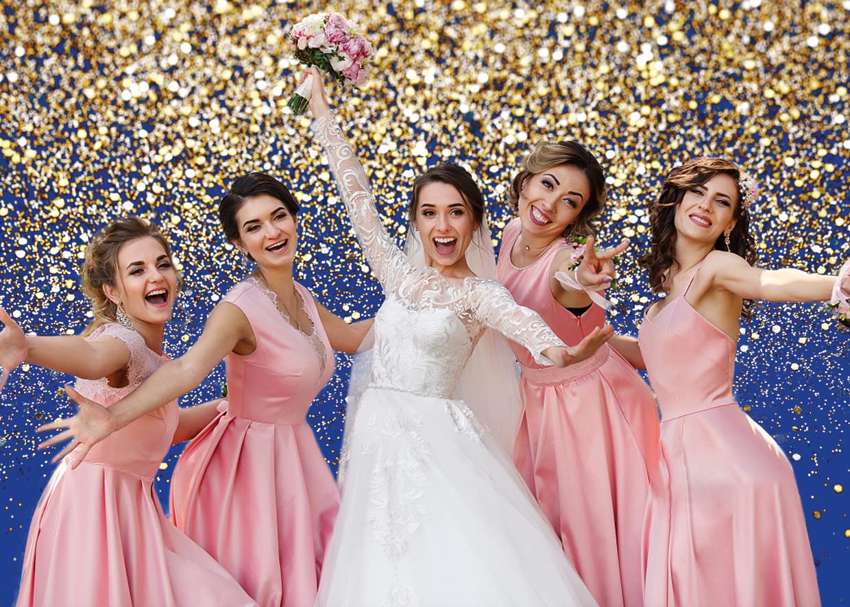 Lycgs 10X8Ft Royal Blue Glitter Backdrop Birthday Backdrop Gold Spots Bokeh Backdrop Wedding Prom Graduation Photography Backgro