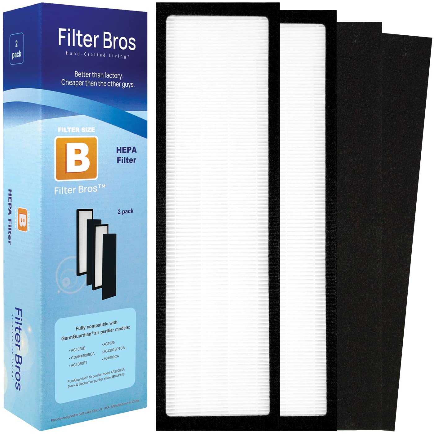 Filter Bros Hepa Filter B Replacement Fits Germguardian Flt48252Pk Ac4825 Ac4900