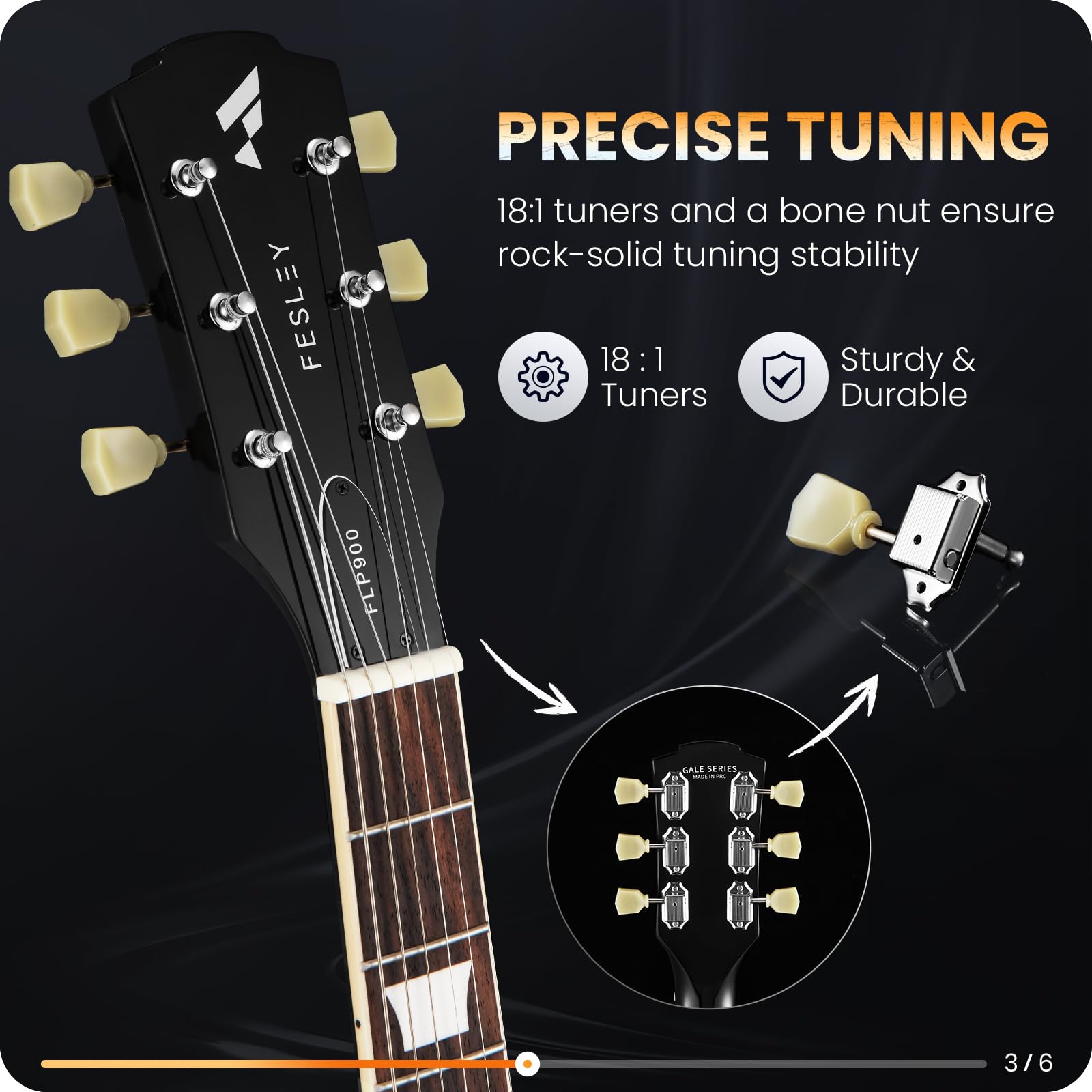 Fesley Lp Electric Guitar With Arched Top:39  Solid Body Electric Guitars With Mahogany Body And Rosewood Fretboard,Electric Gui