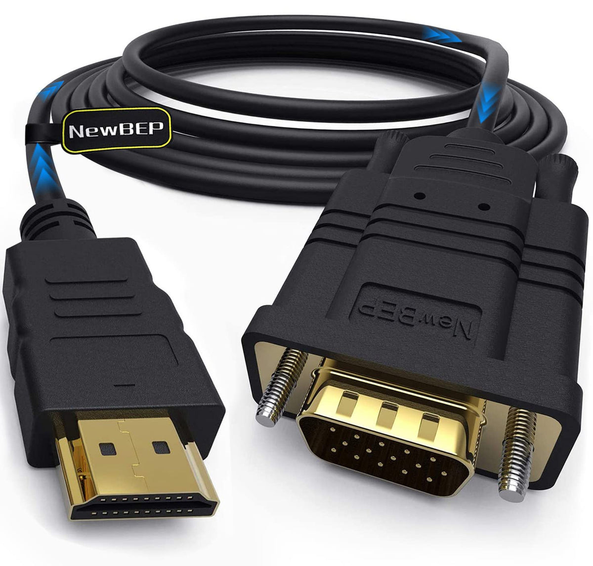Newbep Hdmi To Vga Adapter Cable, 6Ft/1.8M Gold Plated 1080P Male Active Video Converter Cord Support Notebook Pc Dvd Player Lap