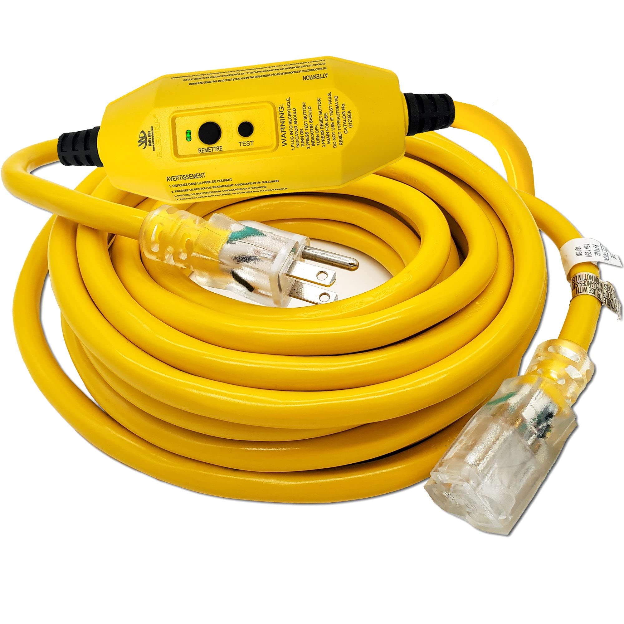 25 Ft   Gfci 12 Gauge Heavy Duty Extension Cord   Sjtw   Indoor/Outdoor Extension Cord By Watt'S Wire   25' 12 Gauge Grounded 15