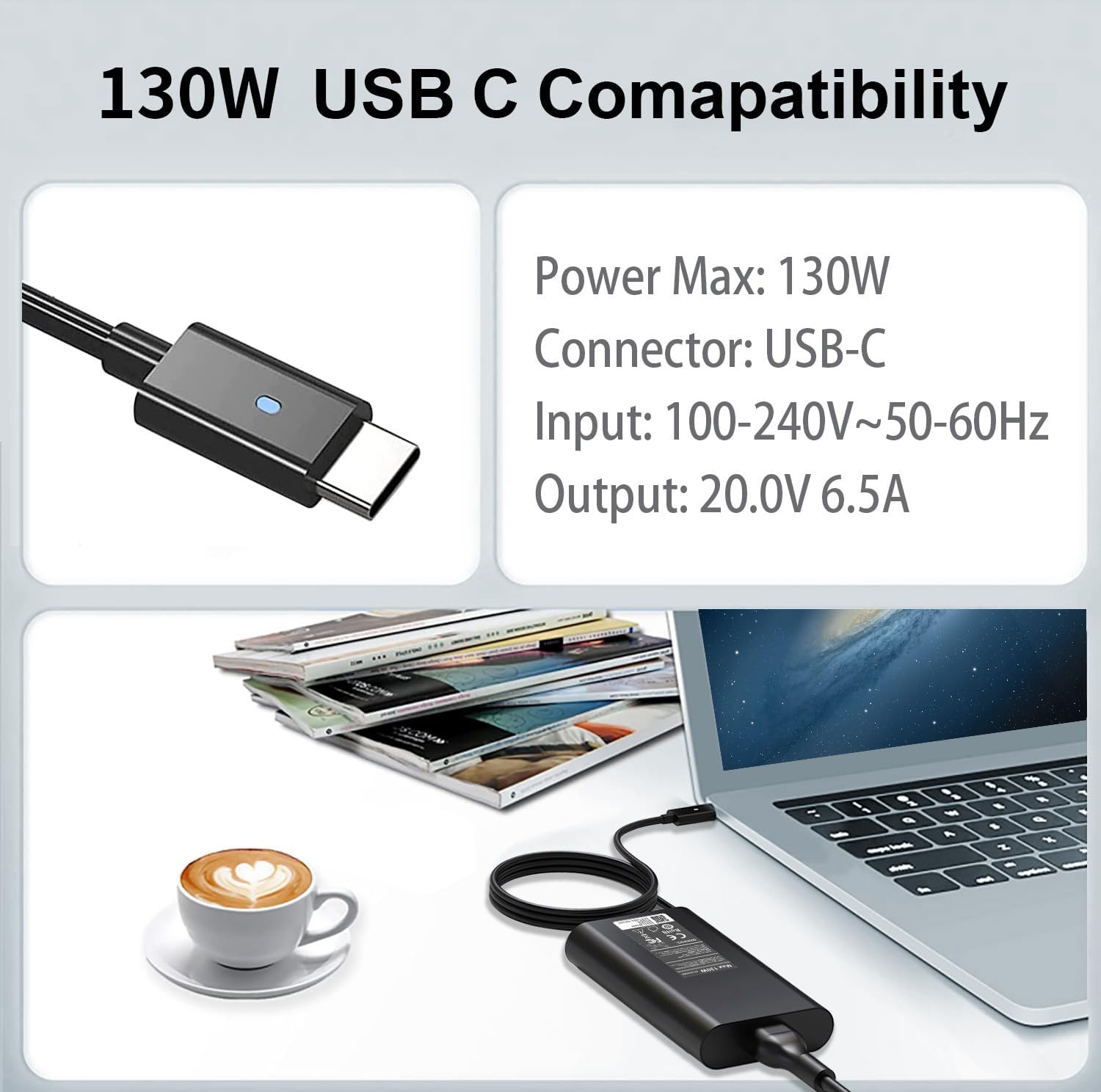 Replacement 130W Usb C Dell Laptop Charger For Dell Xps 15 2In1 9575 9510 9500 9520 Xps 17 9700 9710 9720, Precision 5530 2In1 5