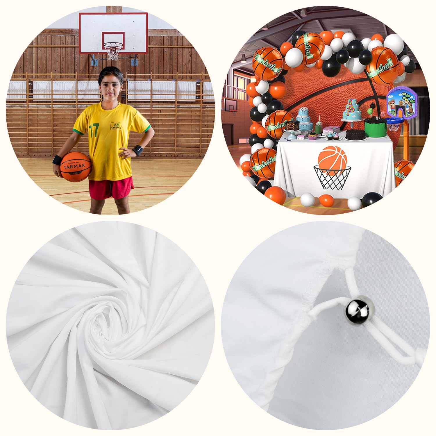 Dorcev Diameter 7.2Ft Brown Basketball Photo Round Backdrop Cover Physical Exercise For Kids Boys Man Birthday Party Circle Phot