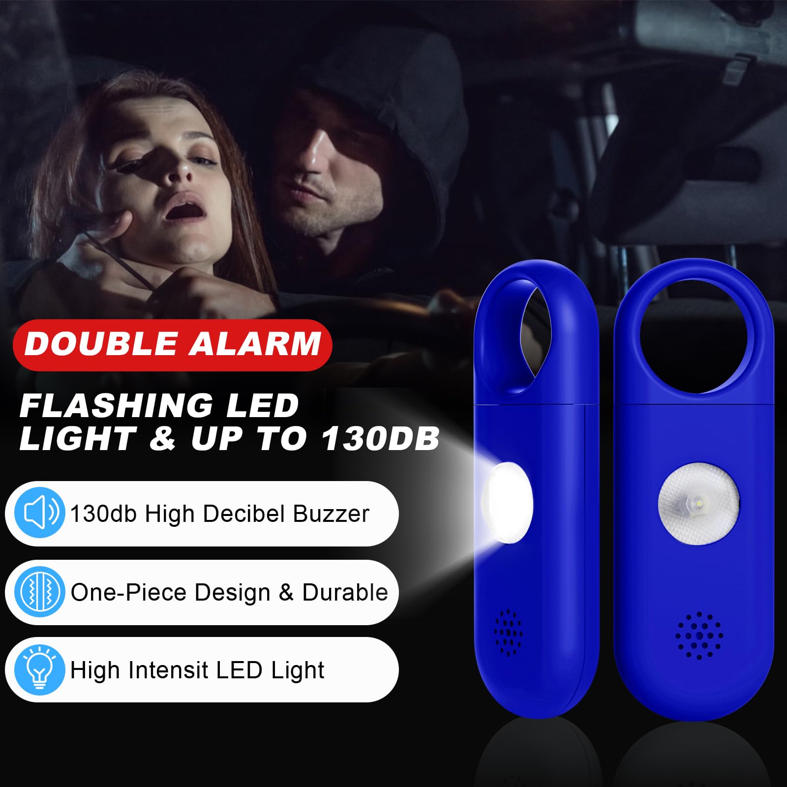 Personal Safety Alarm For Women   130Db Self Defense Keychains Siren Whistle With Sos Led Strobe Light   Personal Emergency Secu