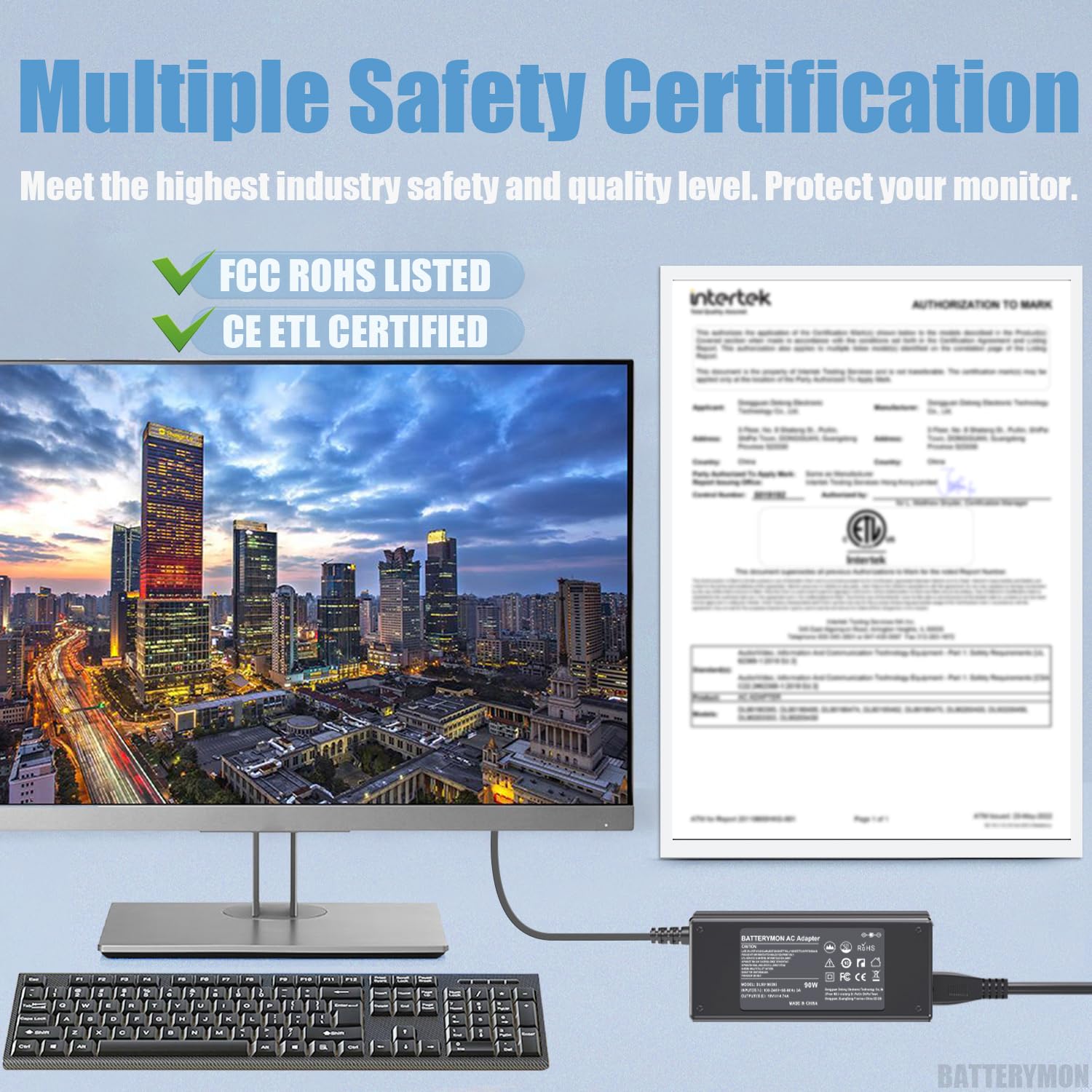 19V Monitor Power Adapter Cord For Asus Vg278Q Vg278 Vg279 Vg279Q Vg245H Vg245 Vg248Qe Vx248 Vx248H Vx228 Vx228H Vx279H Mx239H Mx279H Ls246H Lcd, Asus 27'' 24'' 23'' 22'' Gaming Monitor Charger