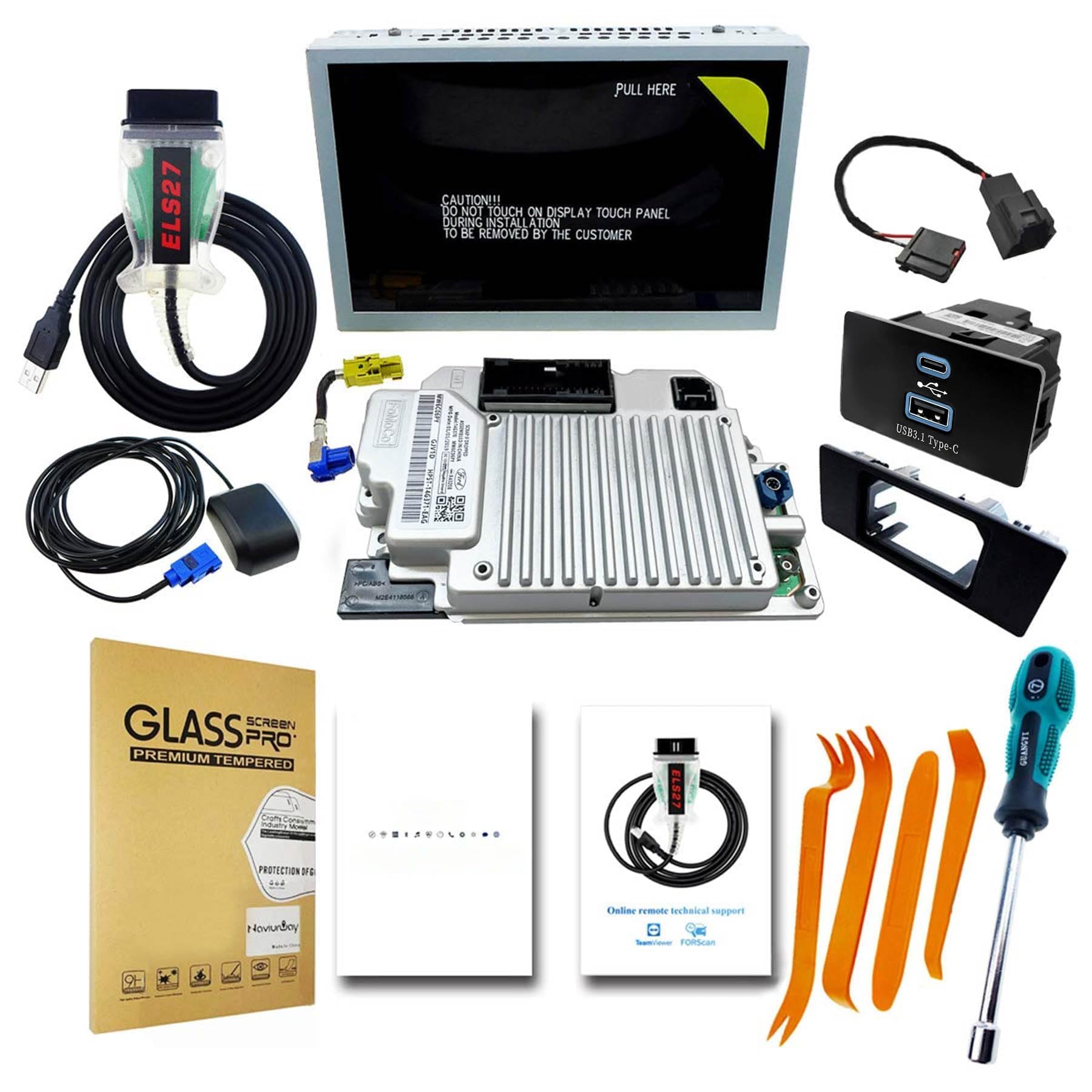 2024 Sync 2 To Sync 3 Upgrade Kit Fits For Ford Lincoln Sync3.4 Myford Touch (Mft) Including Gen Iv Apim Module, Wired Hub   8 I