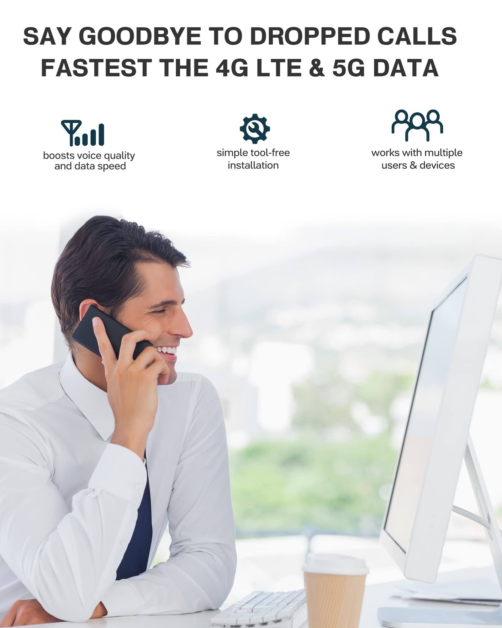 Hiboost Cell Phone Signal Boosters For Home, 5G 4G Lte Up To 5,500Sq Ft, Support All Us Carriers Verizon,At&T,T Mobile &More, Cell Signal Booster For Home, Fcc Approved