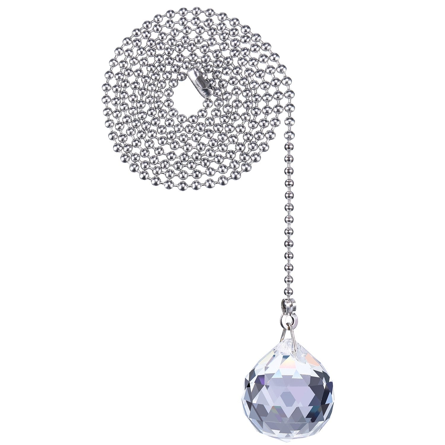 Hestya 2 Sets Clear Crystal Pull Chain Extension With Connector For Ceiling Light Fan Chain, 1 Meter Length Each (Style A)