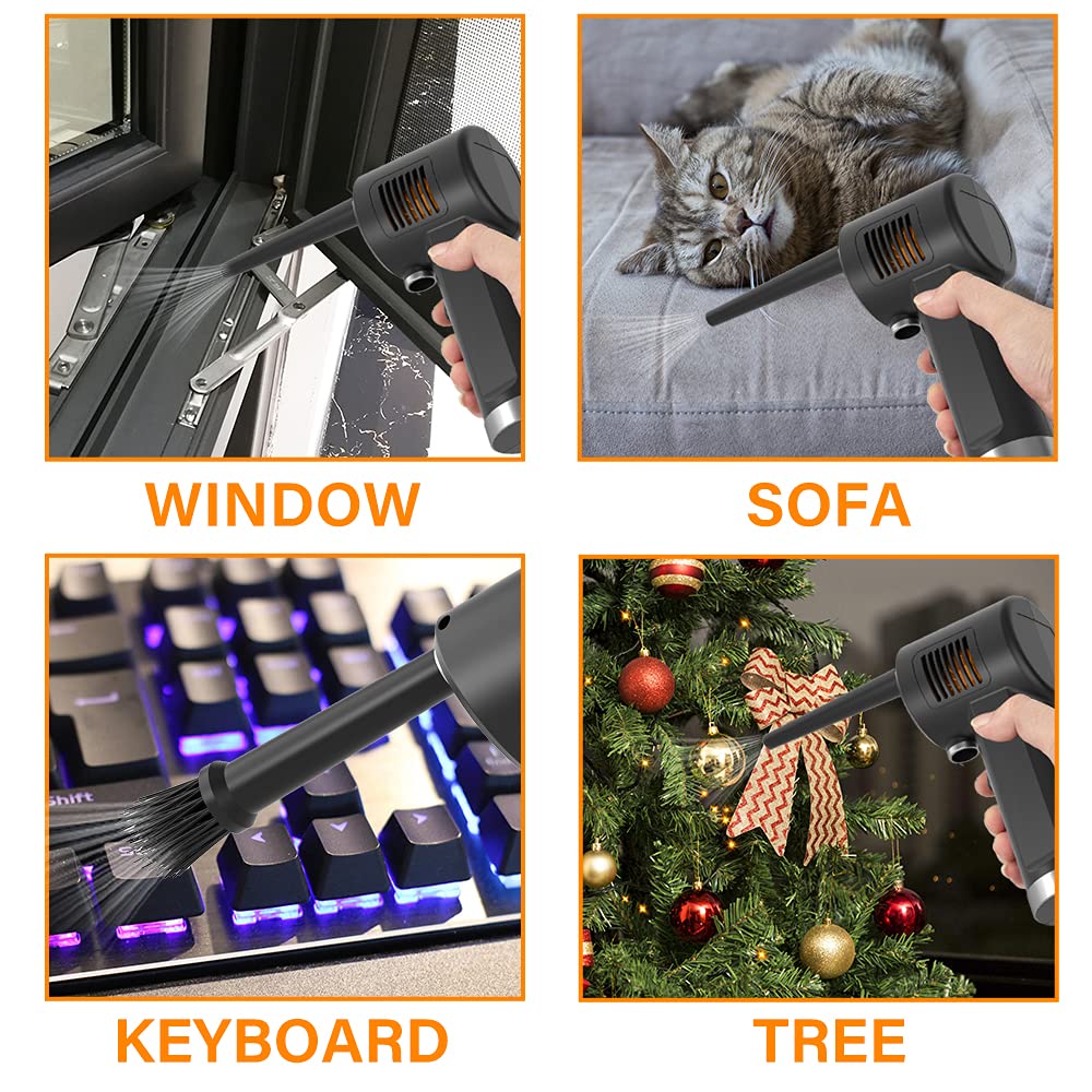 Dorobeen Compressed Air Duster, Cordless Portable Rechargeable Compressed Air, 33000 Rpm Electric Air Duster For Computer Keyboa