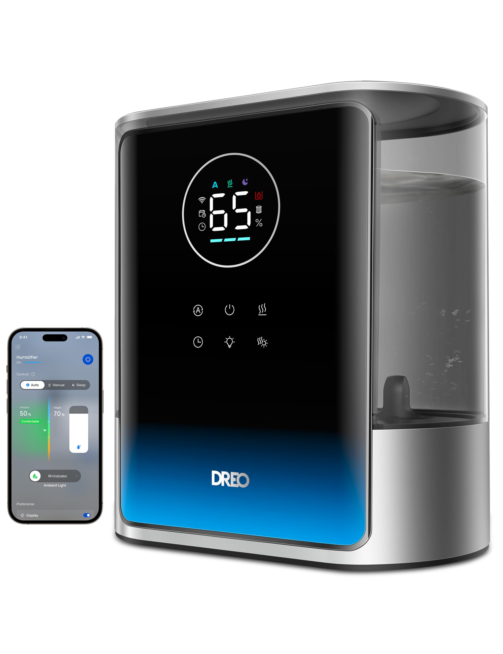 Dreo 8L Smart Humidifier Large Room 600ft, HM717S, 80H Runtime Supersized Warm and Cool Mist Humidifiers for Bedroom Baby, 28dB 