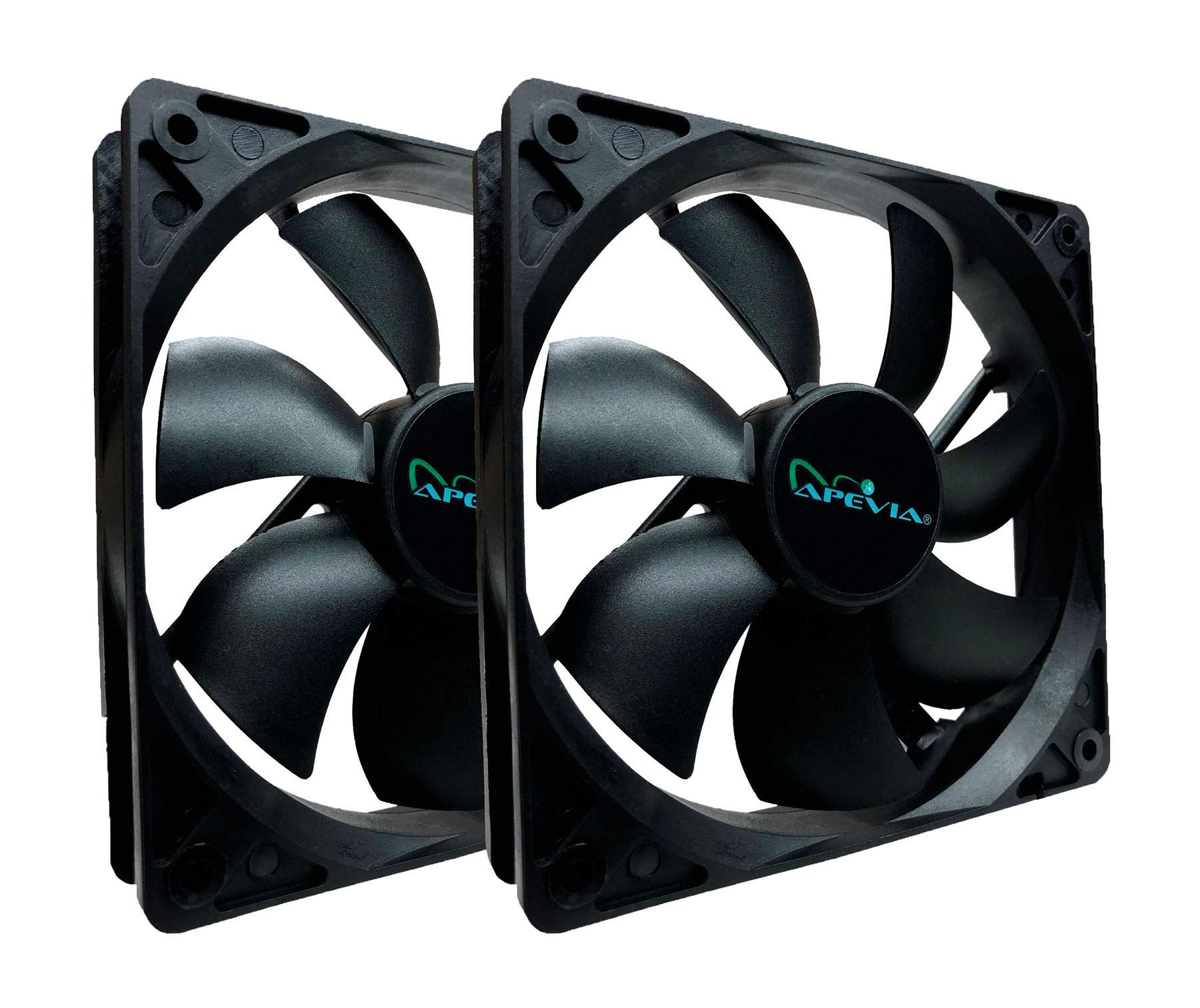 APEVIA CF214S-BK 140mm 4pin Molex & 3pin Motherboard Black Silent Case Fan (2-pk)