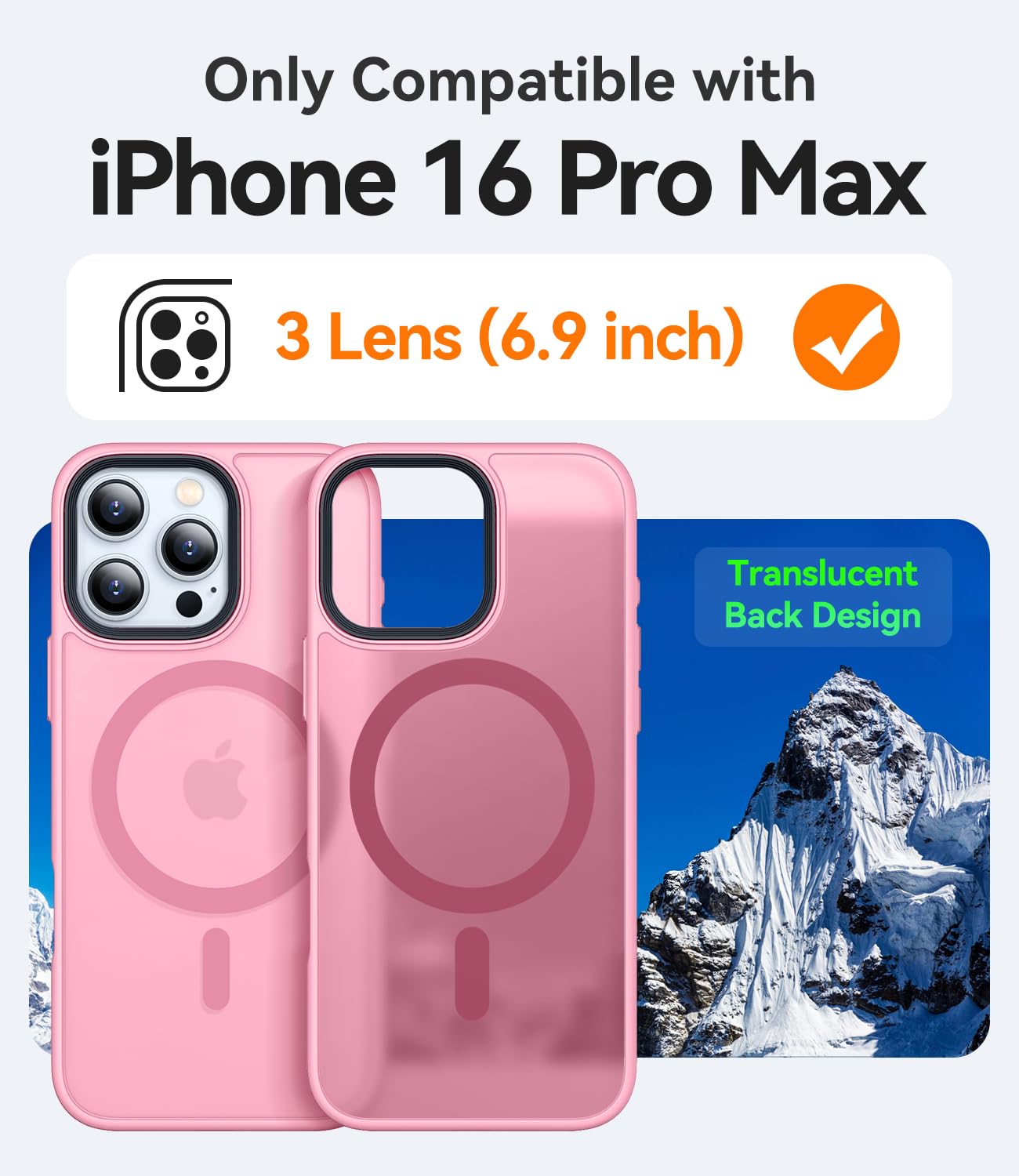 Canshn Magnetic Compatible With Iphone 16 Pro Max Case [Compatible With Magsafe] [Translucent Matte] Slim Thin Shockproof Protec