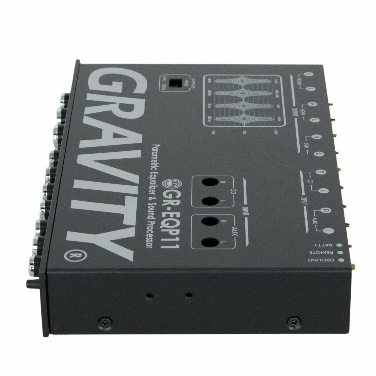 Gravity Gr Eqp11 Digital Bass Machine 1/2 Din 9V 4 Way Car Parametric Equalizer W/Front, Rear + Sub Output And Night Illumination