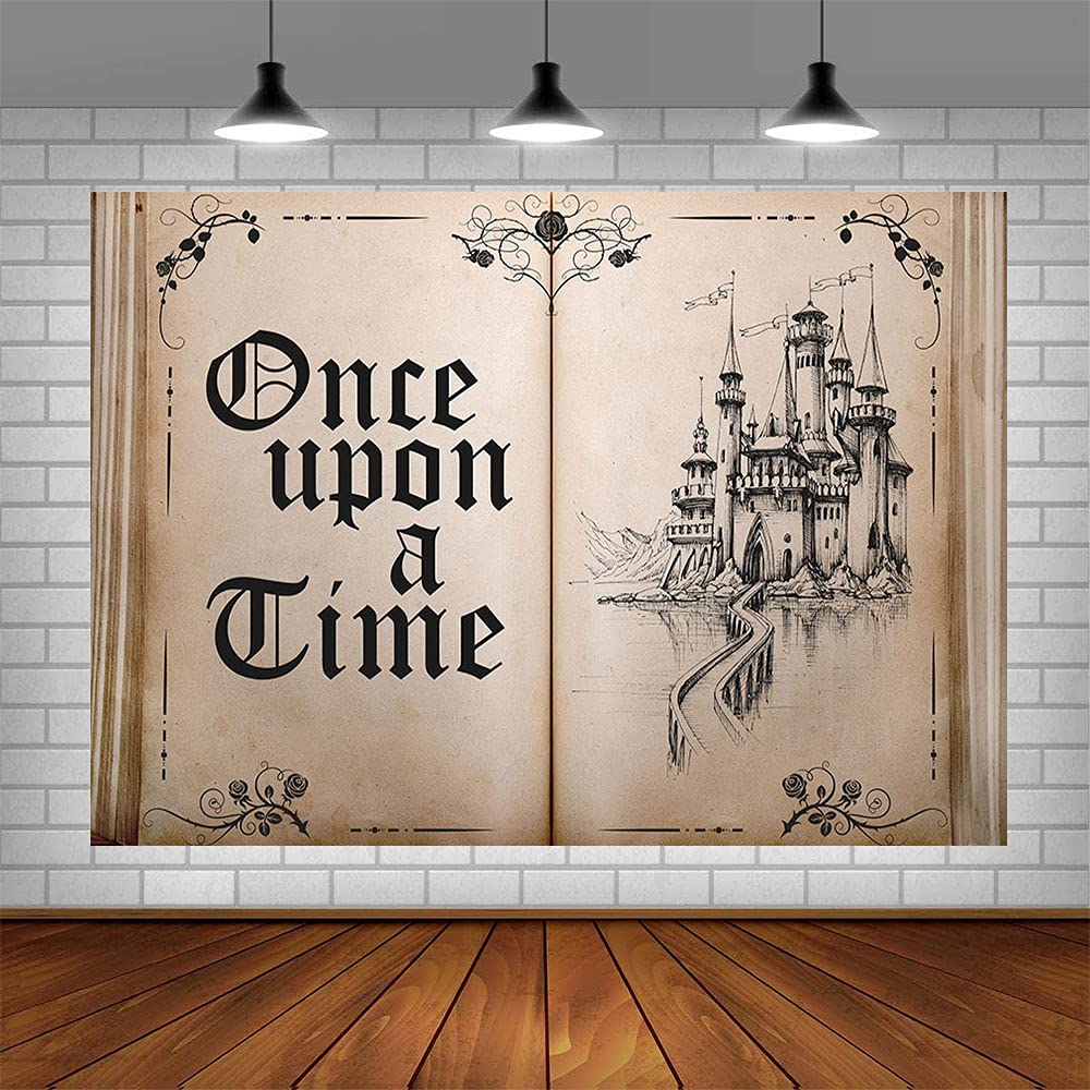 Ablin 8X6Ft Fairy Tale Books Backdrop Old Opening Book Once Upon A Time Ancient Castle Princess Romantic Story Photo Background