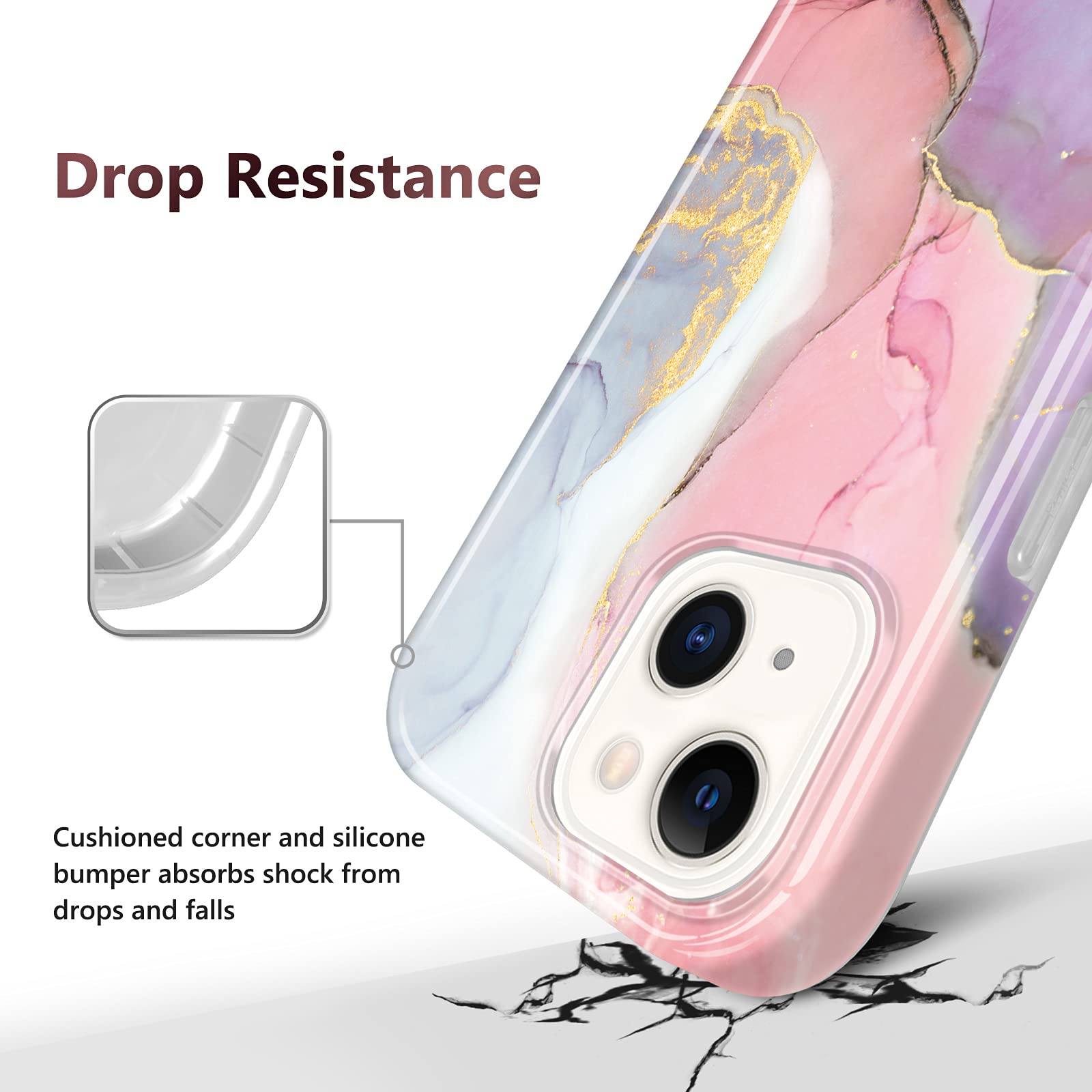 Jiaxiufen Compatible With Iphone 13 Case Gold Sparkle Glitter Marble Slim Shockproof Tpu Soft Rubber Silicone Cover Phone Case F