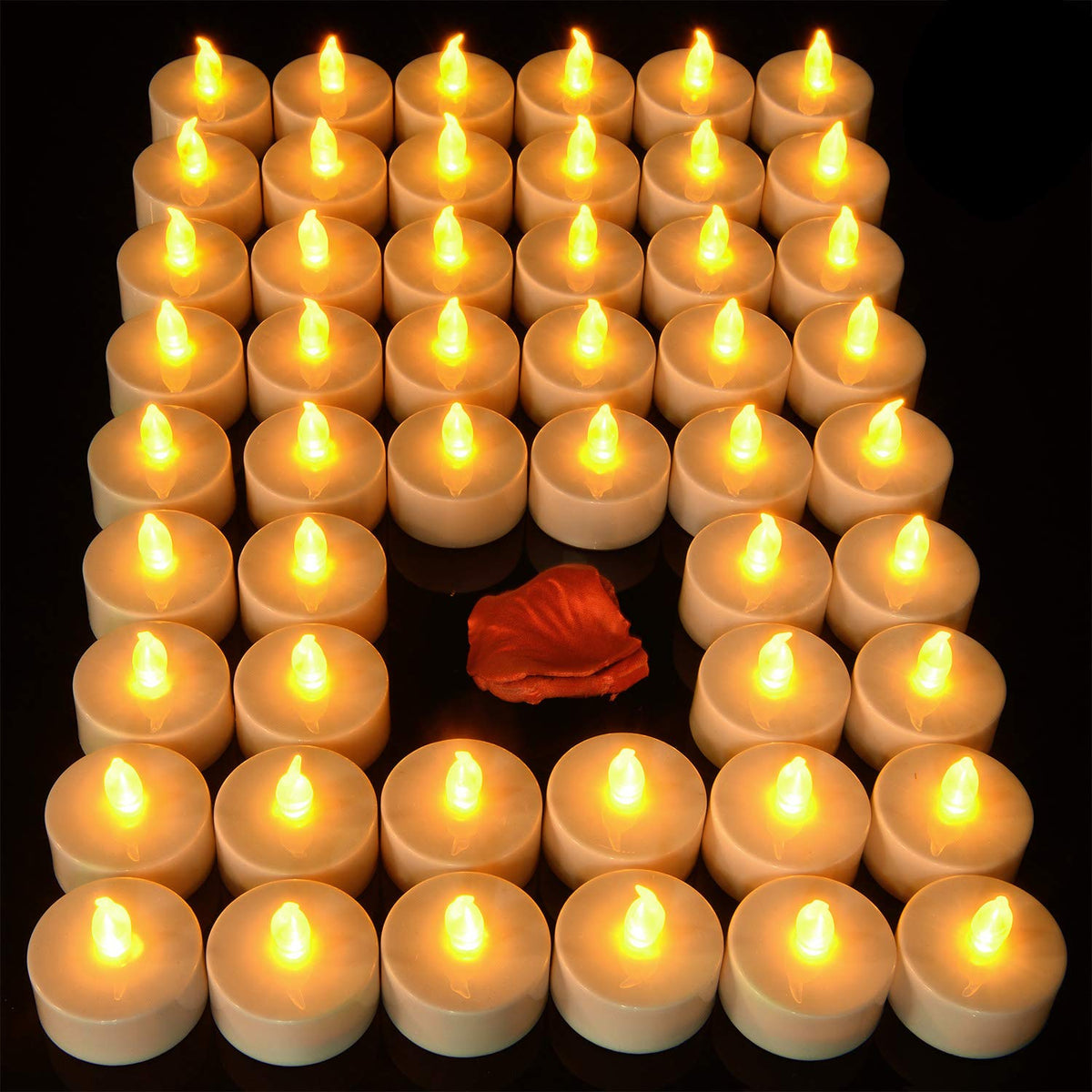 Pandaing Lasts 2X Longer White Flameless Tealight Candles, 40 Pack, Batteries Included, Realistic Tea Lights Candles, Flickering