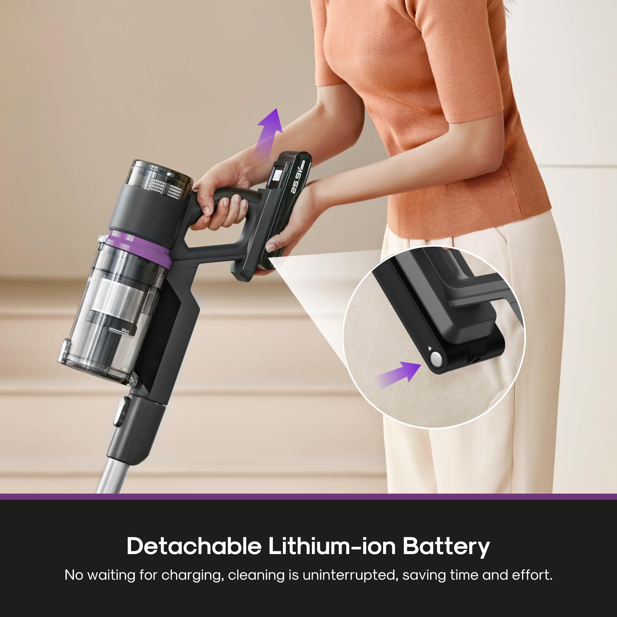 Eureka Cordless Vacuum Cleaner Lightweight, Stick Vacuum Rechargeable For Hardwood, Pet Hair, Black, Reacticlean 410